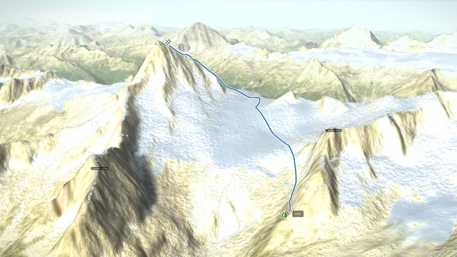 3D-Kartenausschnitt der Hochtour Bietschhorn (3.934 m)