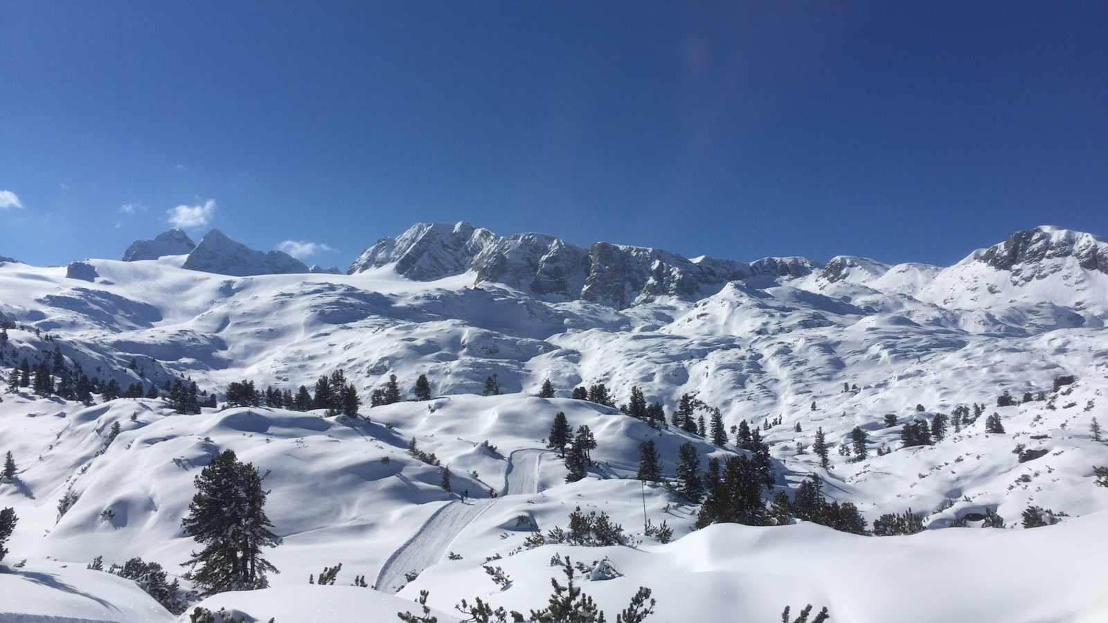 Auf dem Skiweg Nr. 650 vor der Gjaid-Alm