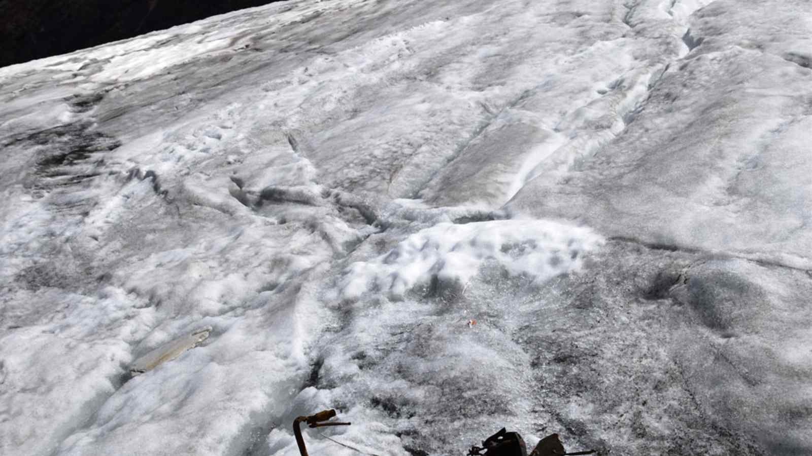 Das Gletscherrad an seinem Fundort in den Ötztaler Alpen