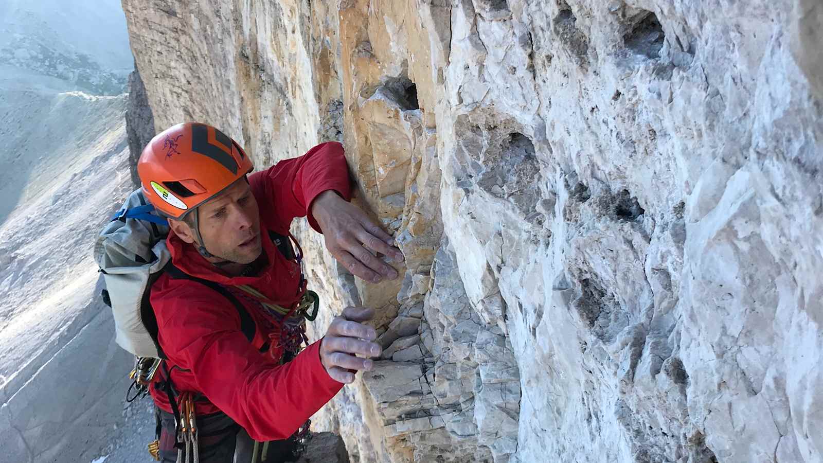 Paul Mair während einer großartigen Tour mit einem seiner liebsten Gäste an der Großen Zinne in den Dolomiten