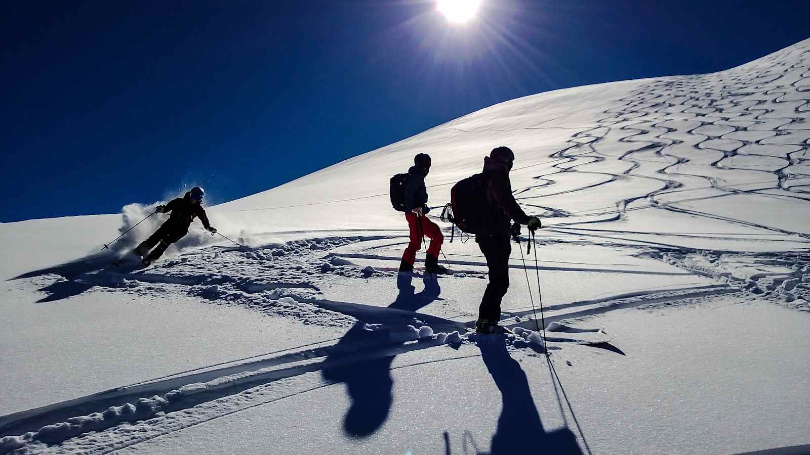 Gruppe von Freeridern