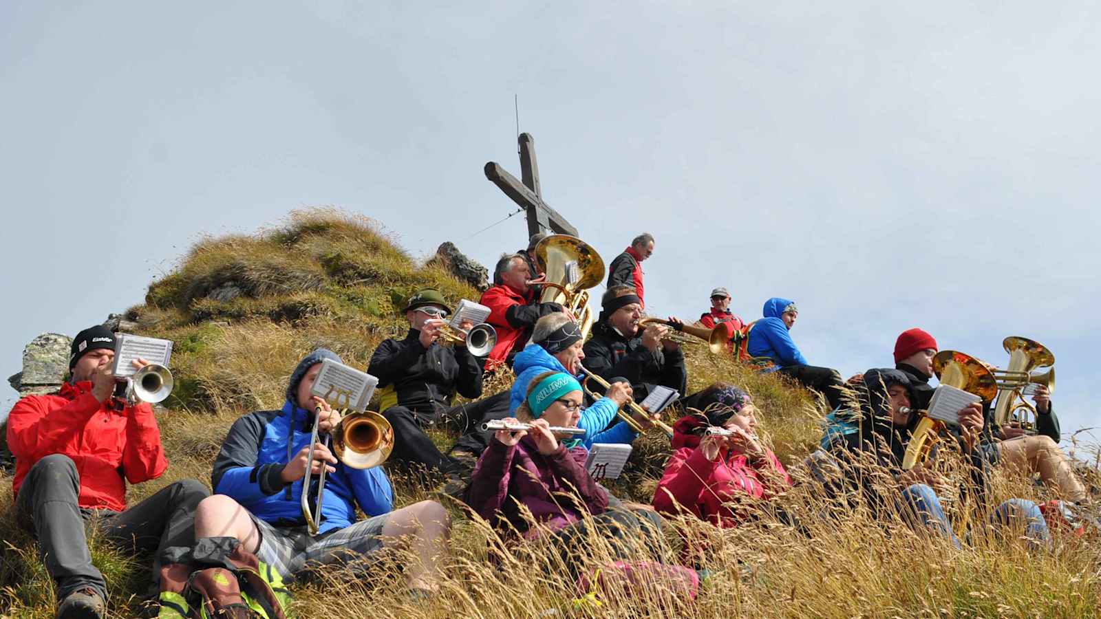 Die Musikkapelle Göriach ist auch am Berg aktiv - wie hier am Samspitz.