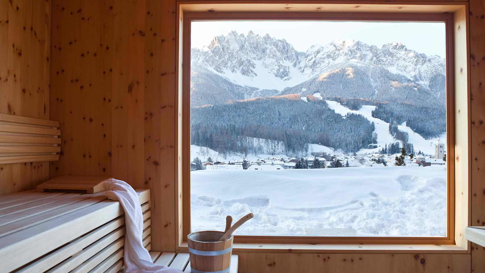 Sauna mit Aussicht auf die Dolomiten