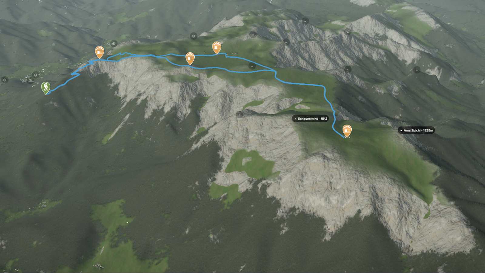 Kartenausschnitt: Die Tour auf der Schneealpe im Rax-Gebiet im Gesamtüberblick