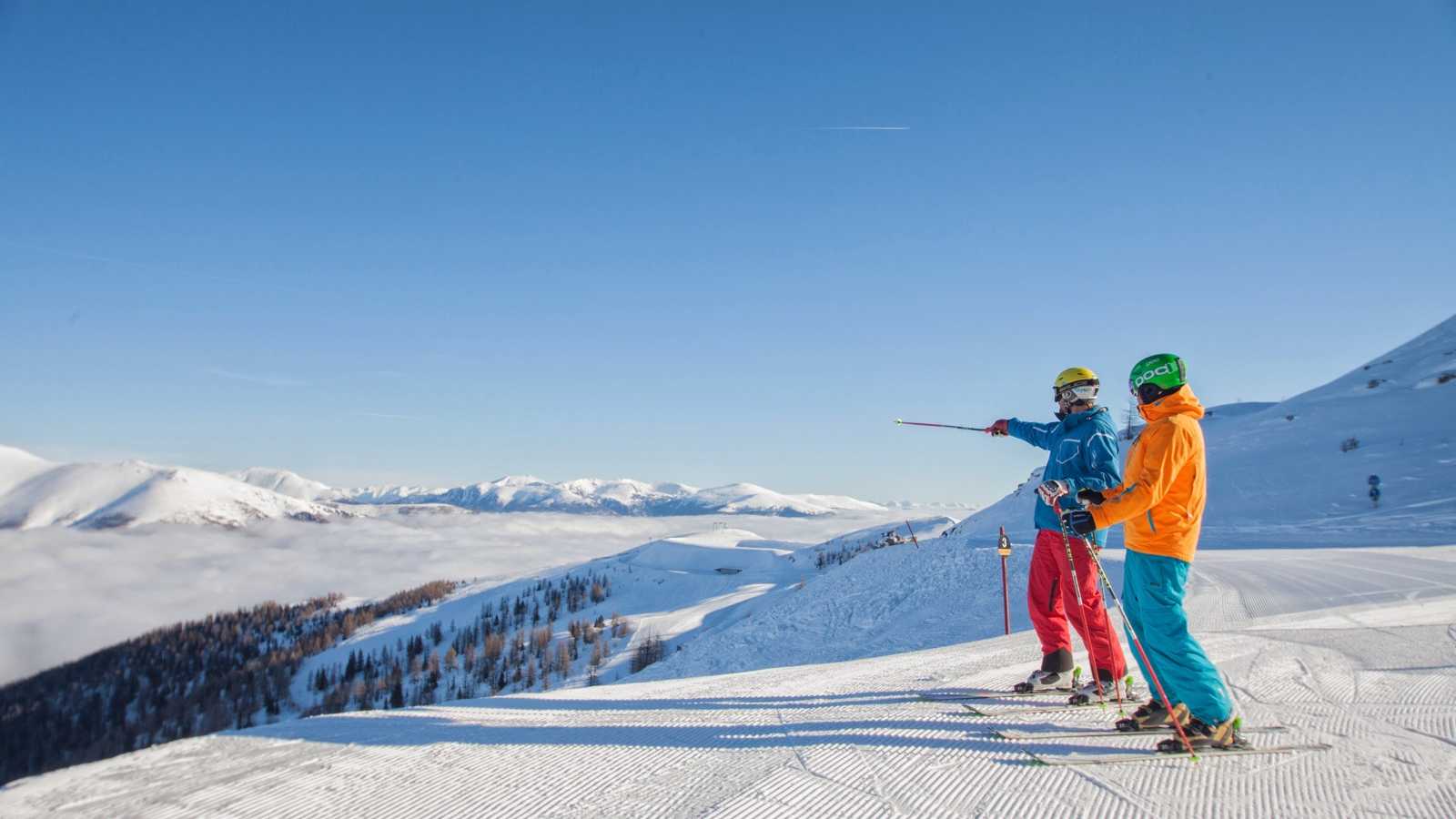 Vom Skigebiet Bad Kleinkirchheim reicht der Blick weit über den südlichen Alpenraum.