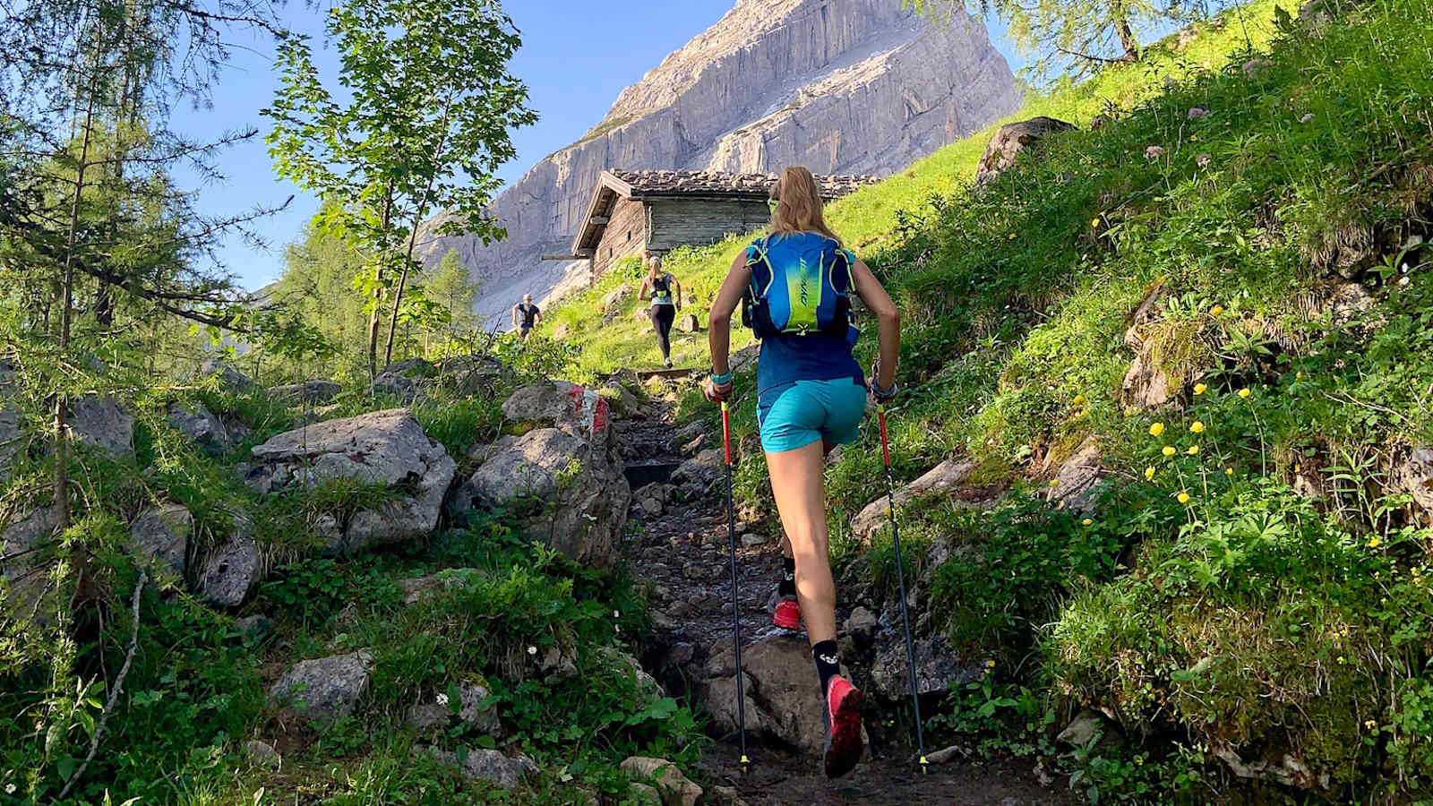 Eine Unterstützung sind leichte Trail Running Stöcke aus Carbon oder Alu.