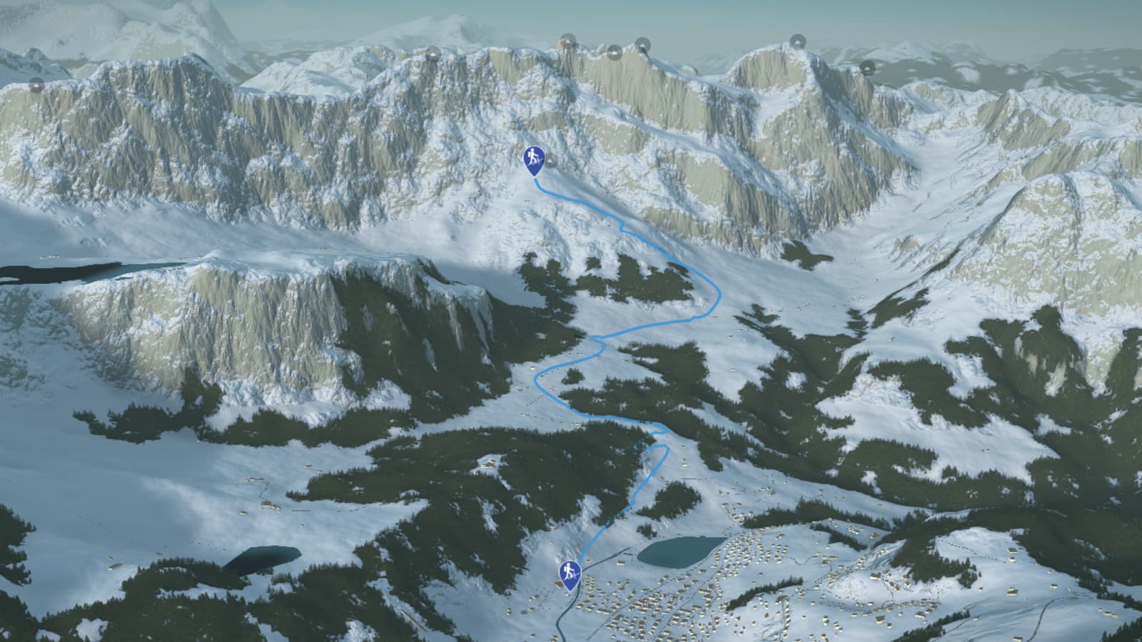 3D-Kartenausschnitt der Skitour auf das Alpelenhörnli in den Urner ALpen