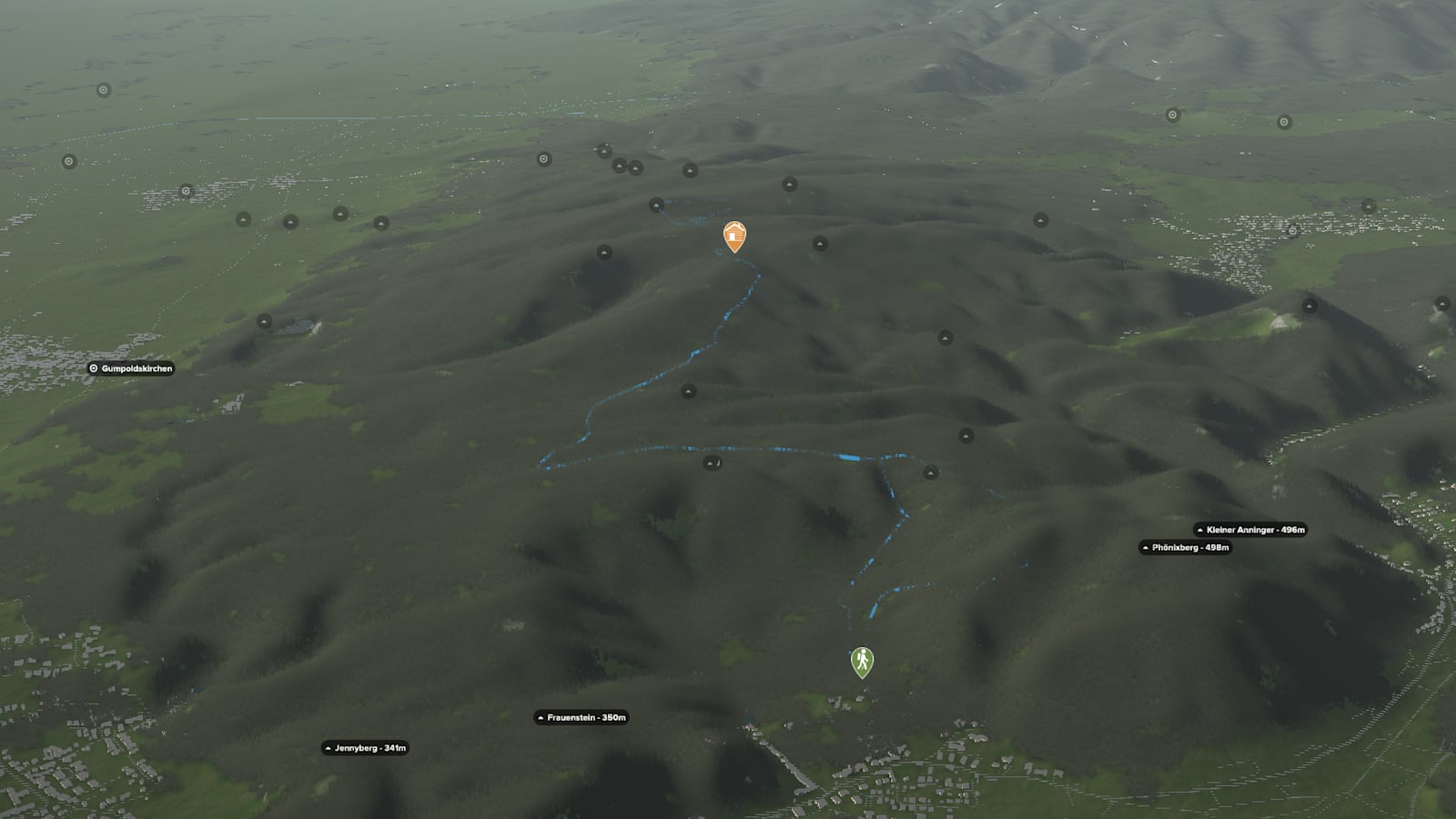 3D-Kartenausschnitt der Rundwanderung auf den Anninger (675 m) in Niederösterreich