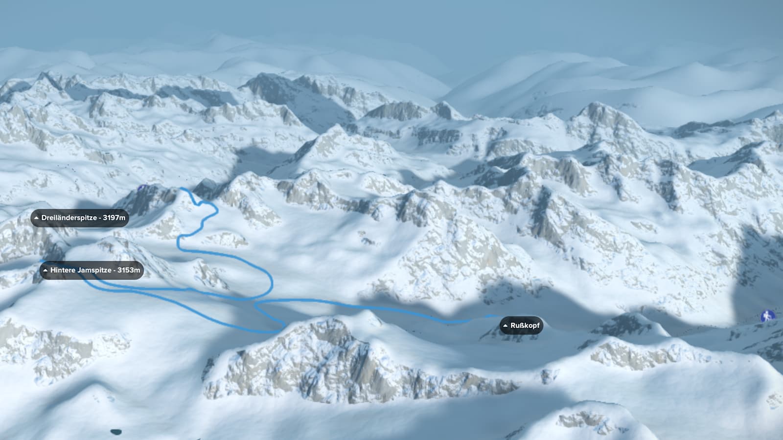 Bergwelten: 3D-Kartenausschnitt der Silvretta-Skidurchquerung