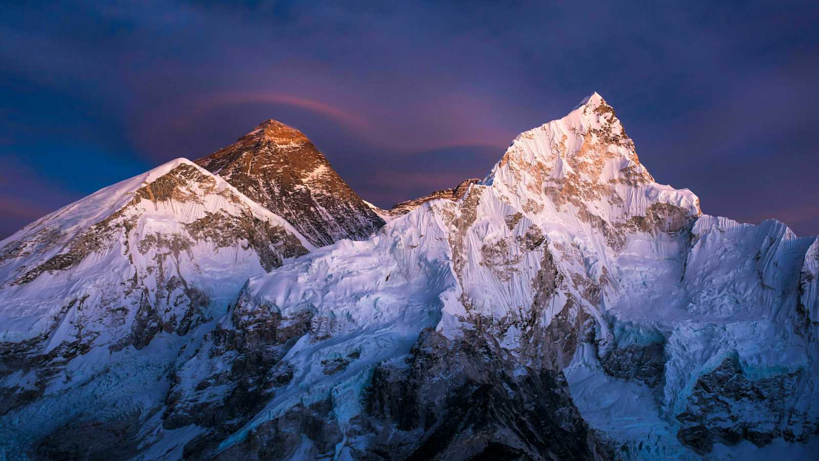 Das Panorama des Everest und seiner umliegenden Bergwelt