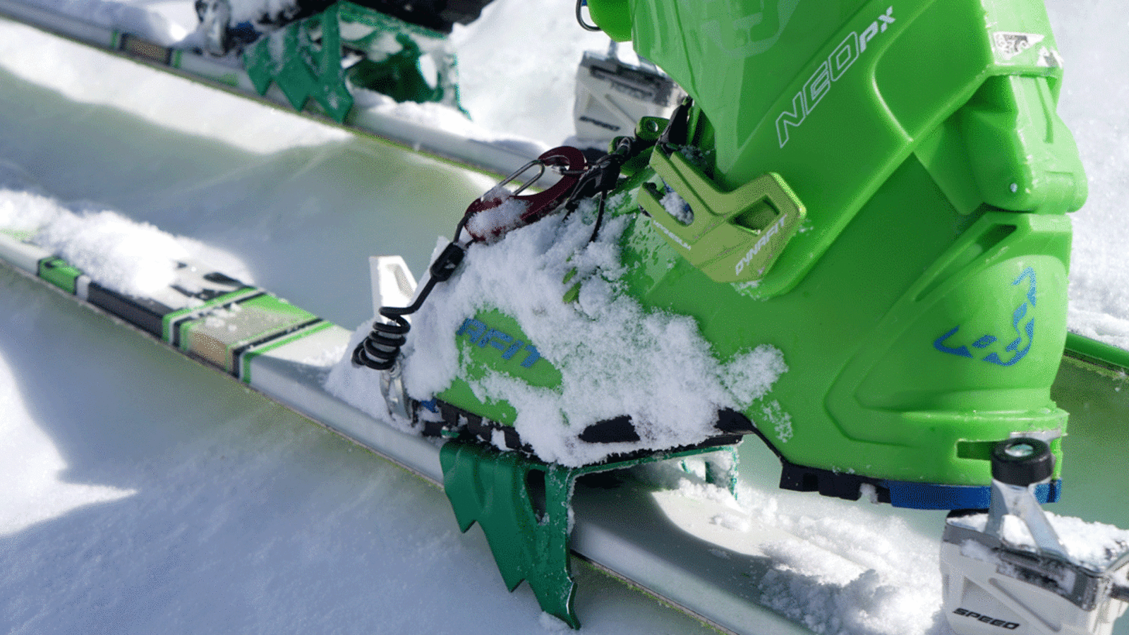 Sicherer Gripp auf hartem Schnee mit den Harscheisen von Dynafit. 