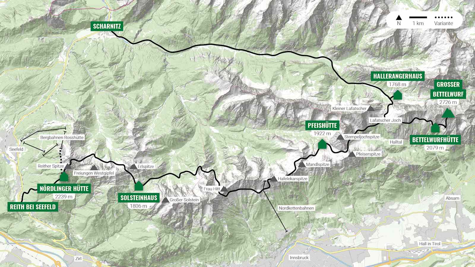 Routenübersicht Karwendel Höhenweg