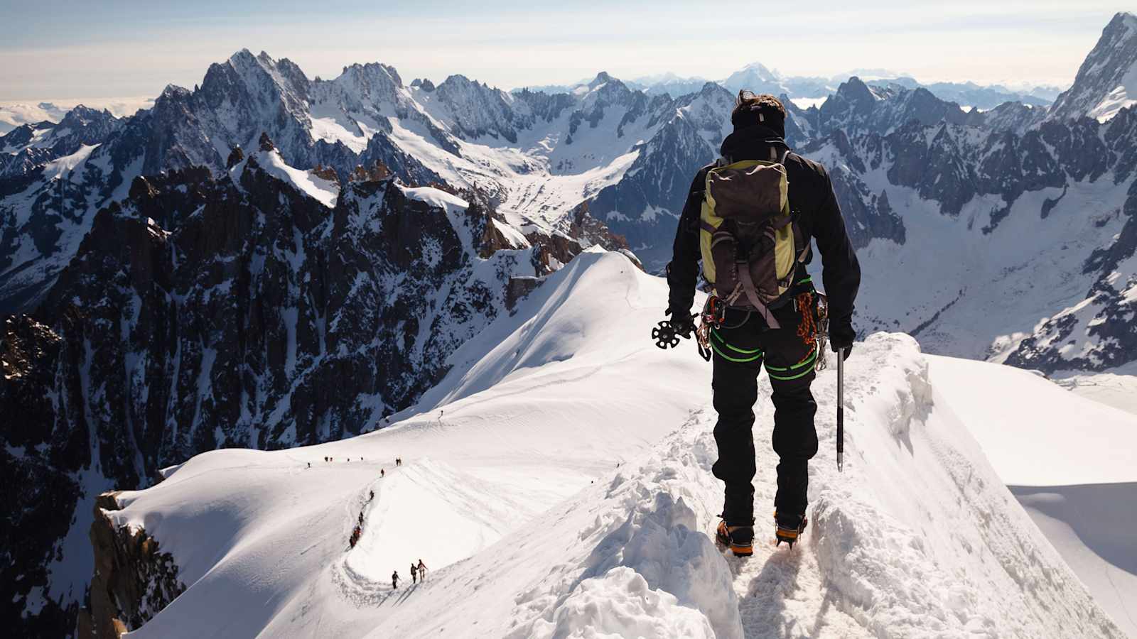 Alpinist im Mont Blanc Massiv, Frankreich