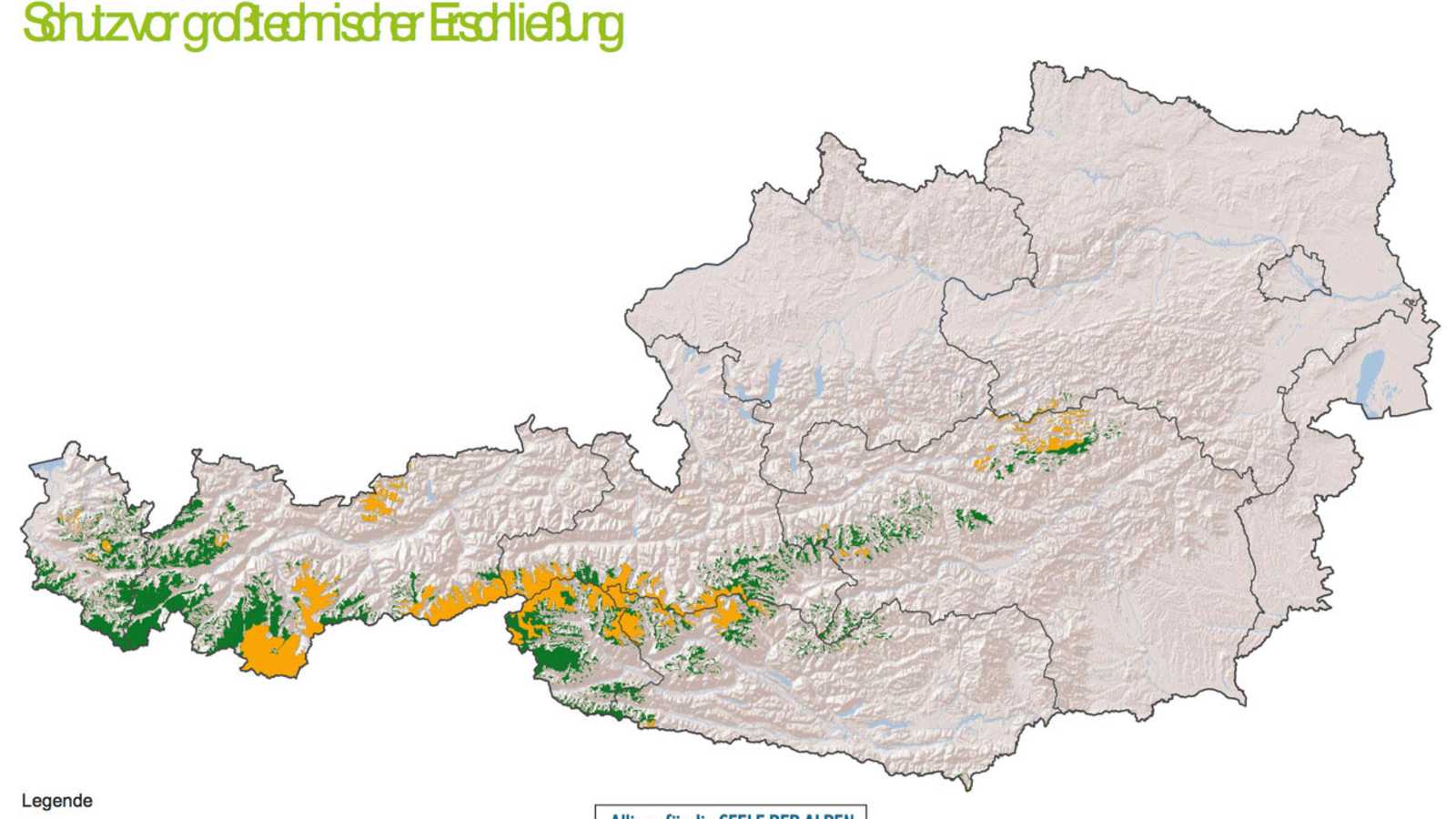 Karte: Naturbelassene Landschaftsräume in Österreich