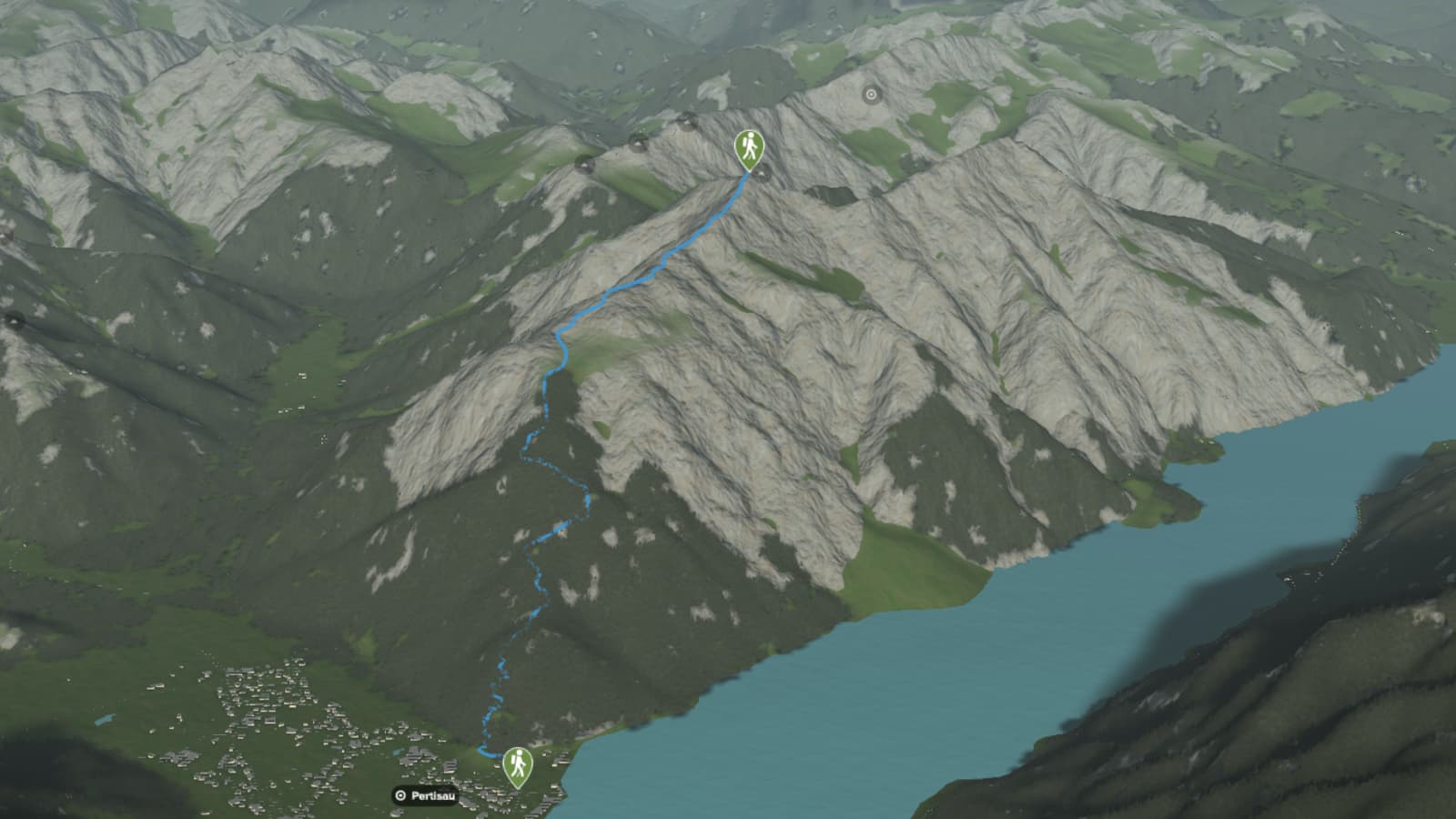 3D-Kartenausschnitt der Wanderung auf die Seebergspitze 