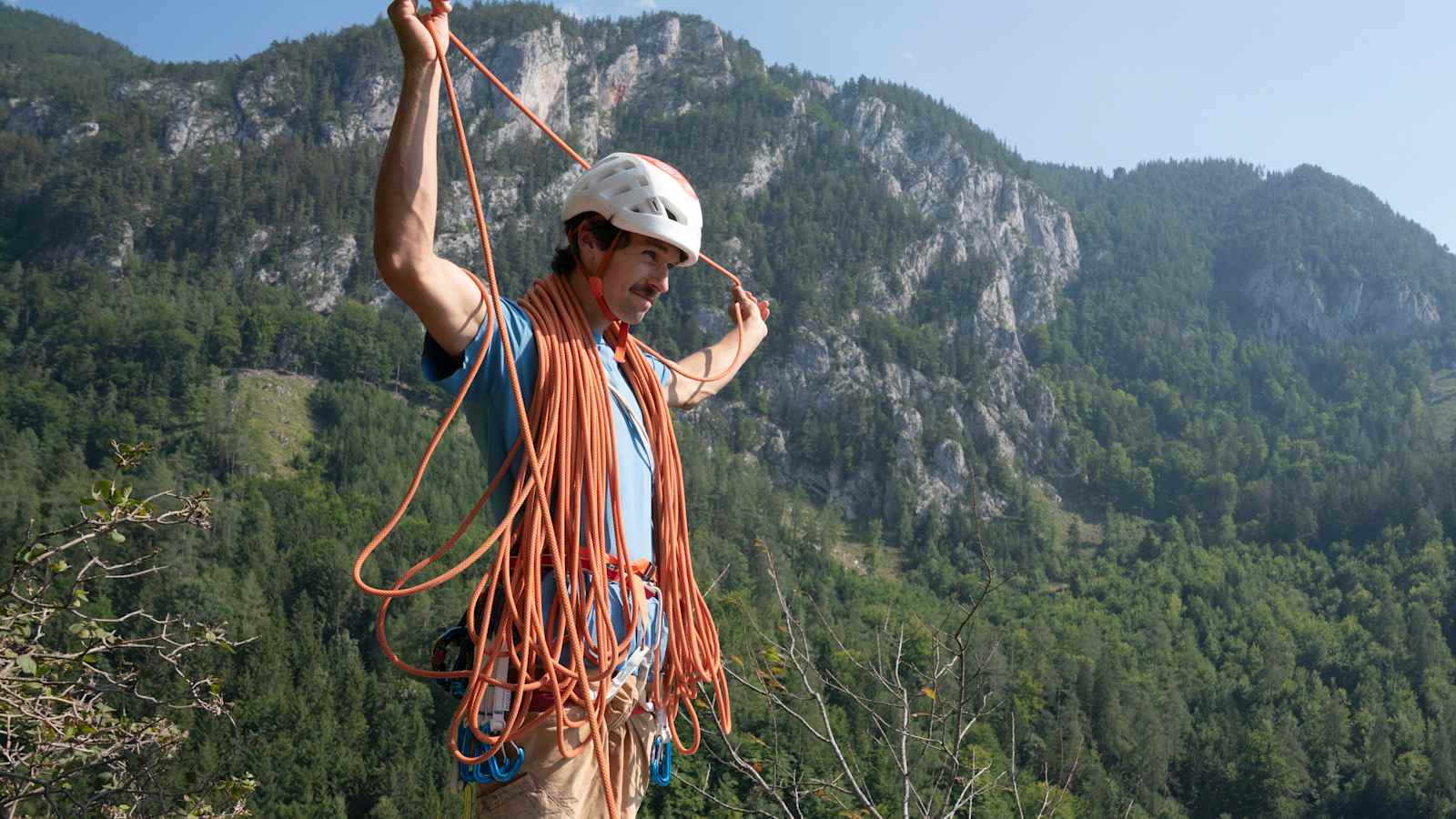 mit einem 70 Meter langen Einfachseil ist man fürs Felsklettern bestens ausgestattet