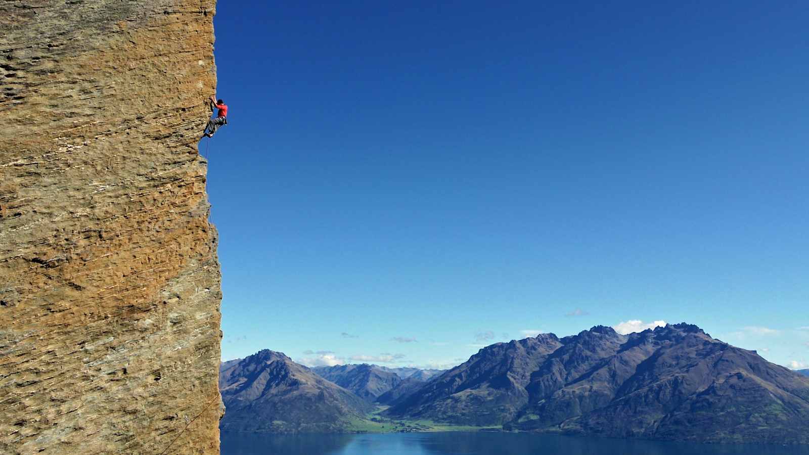 Sportklettern mit Aussicht: Der Autor in den Remarkables, Neuseeland