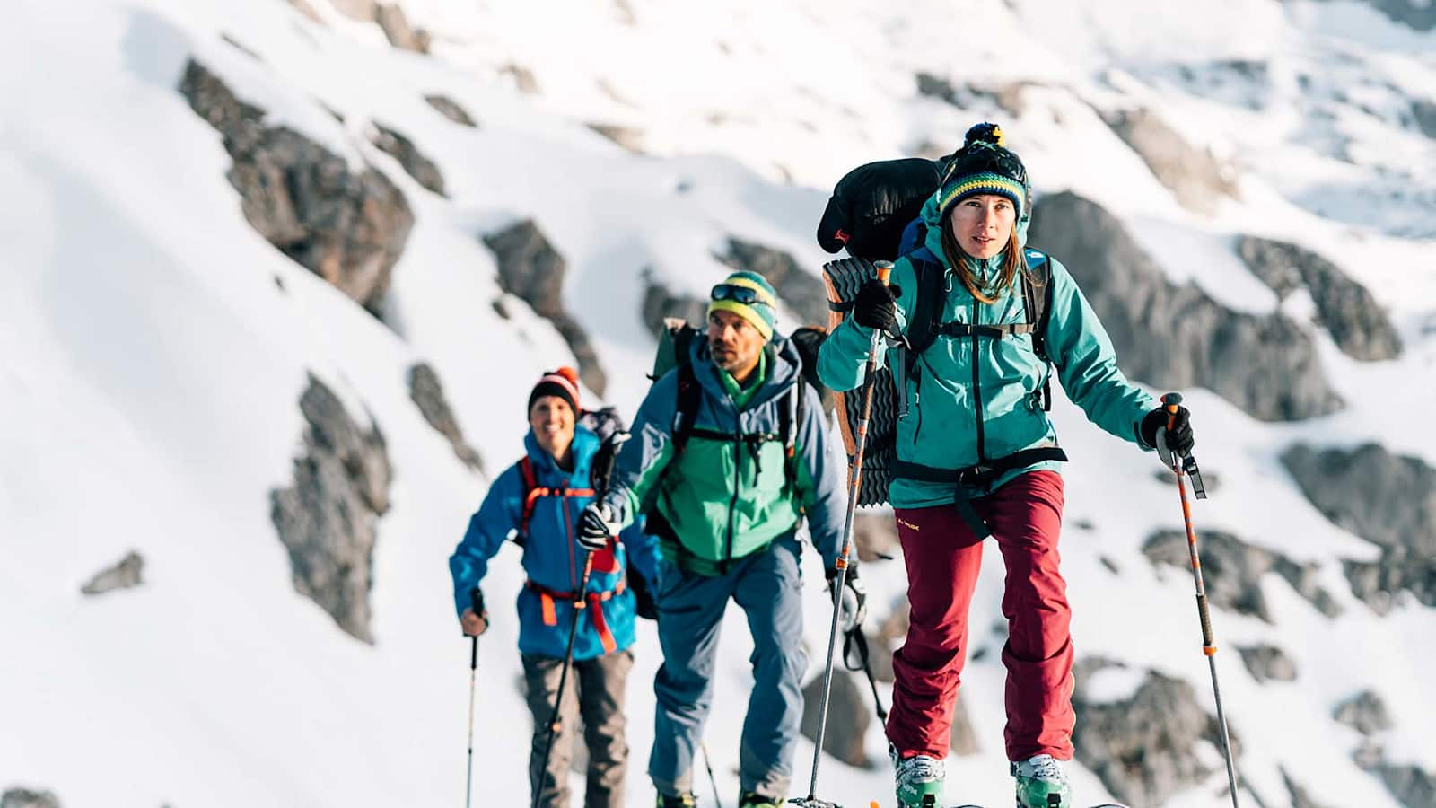 Die Skitourengruppe beim Aufstieg