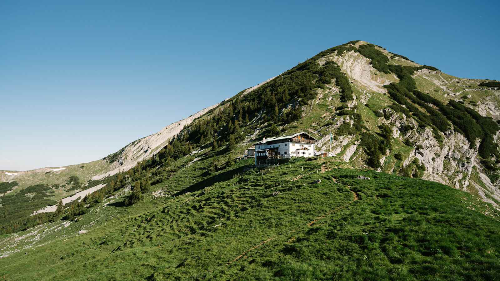 Die Almwiese vor der Hütte.