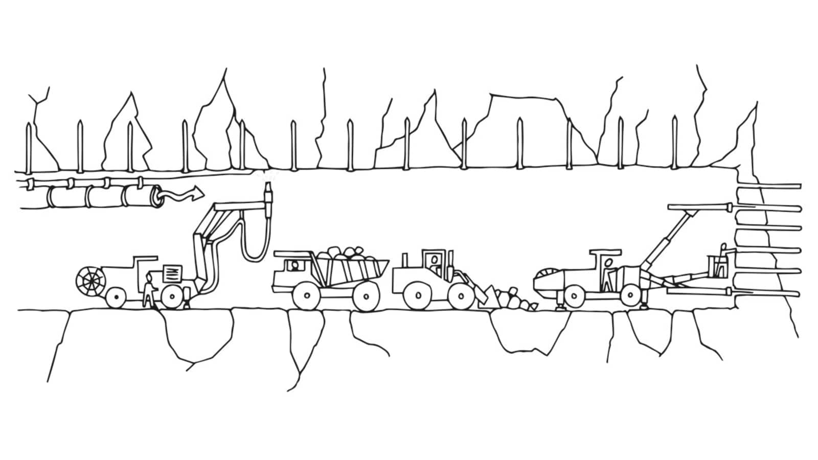 Tunnelsprengung: Vortriebsbohrwagen