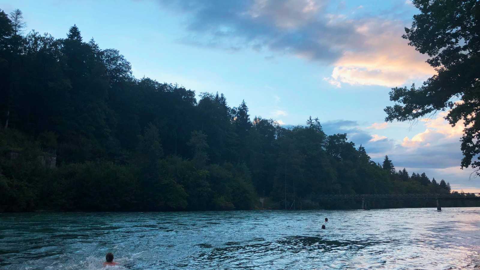 Die Aare ist eine der wenigen Flüssen mit sehr warmen Wassertemperaturen und eignet sich daher perfekt zum Flussschwimmen