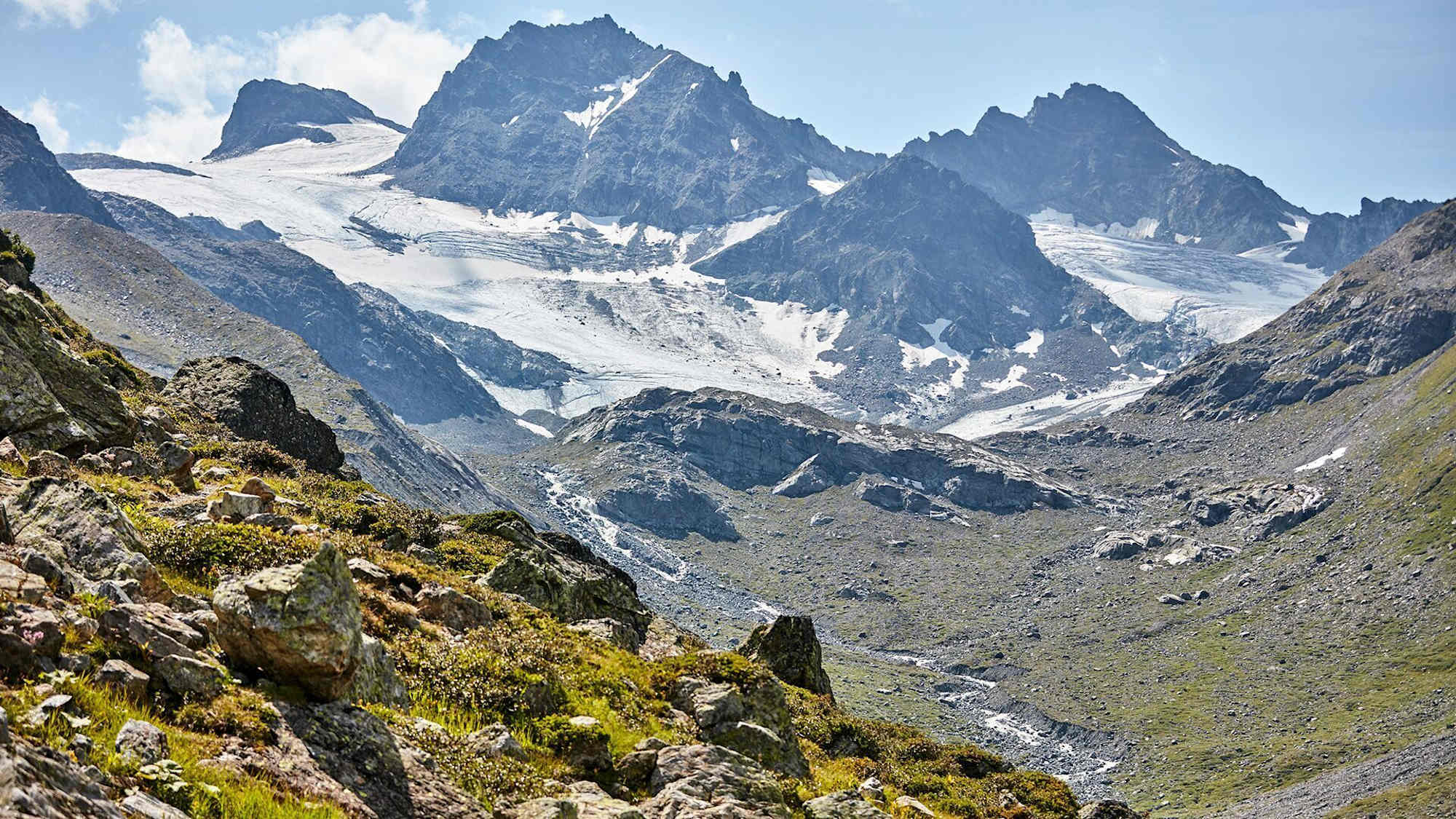 Blick ins Jamtal mit Vorderer und Hinterer Jamspitze