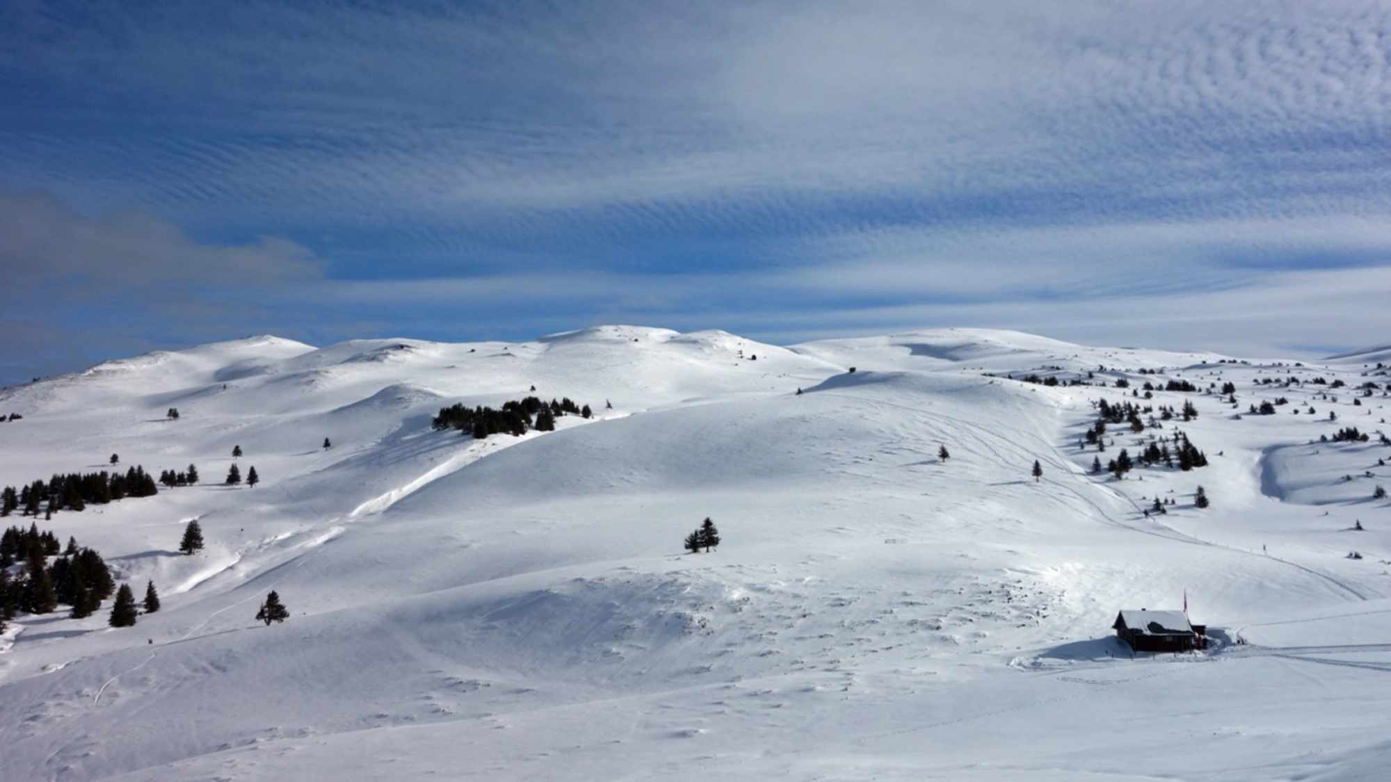 Blick zur Hochebene Dreibündenstein von Feldis