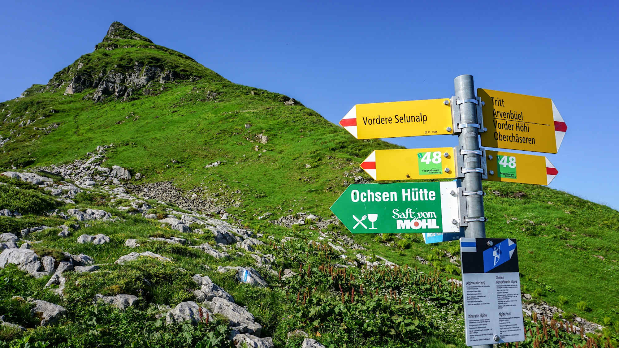 Toggenburger Höhenweg Etappe 2 Abzeigung Glattchamm