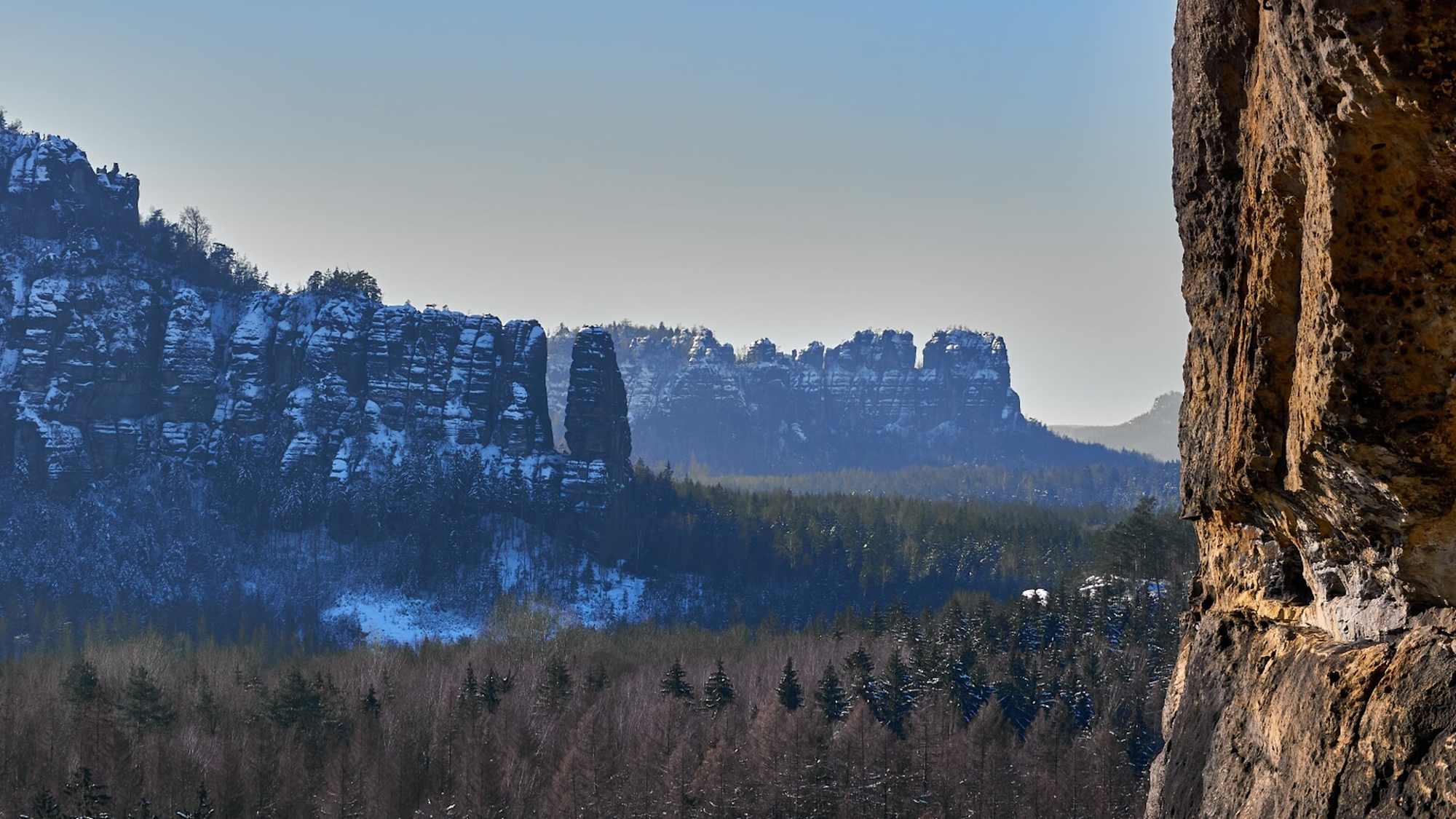 Aussicht vom Kuhstall zu den Schrammsteinen
