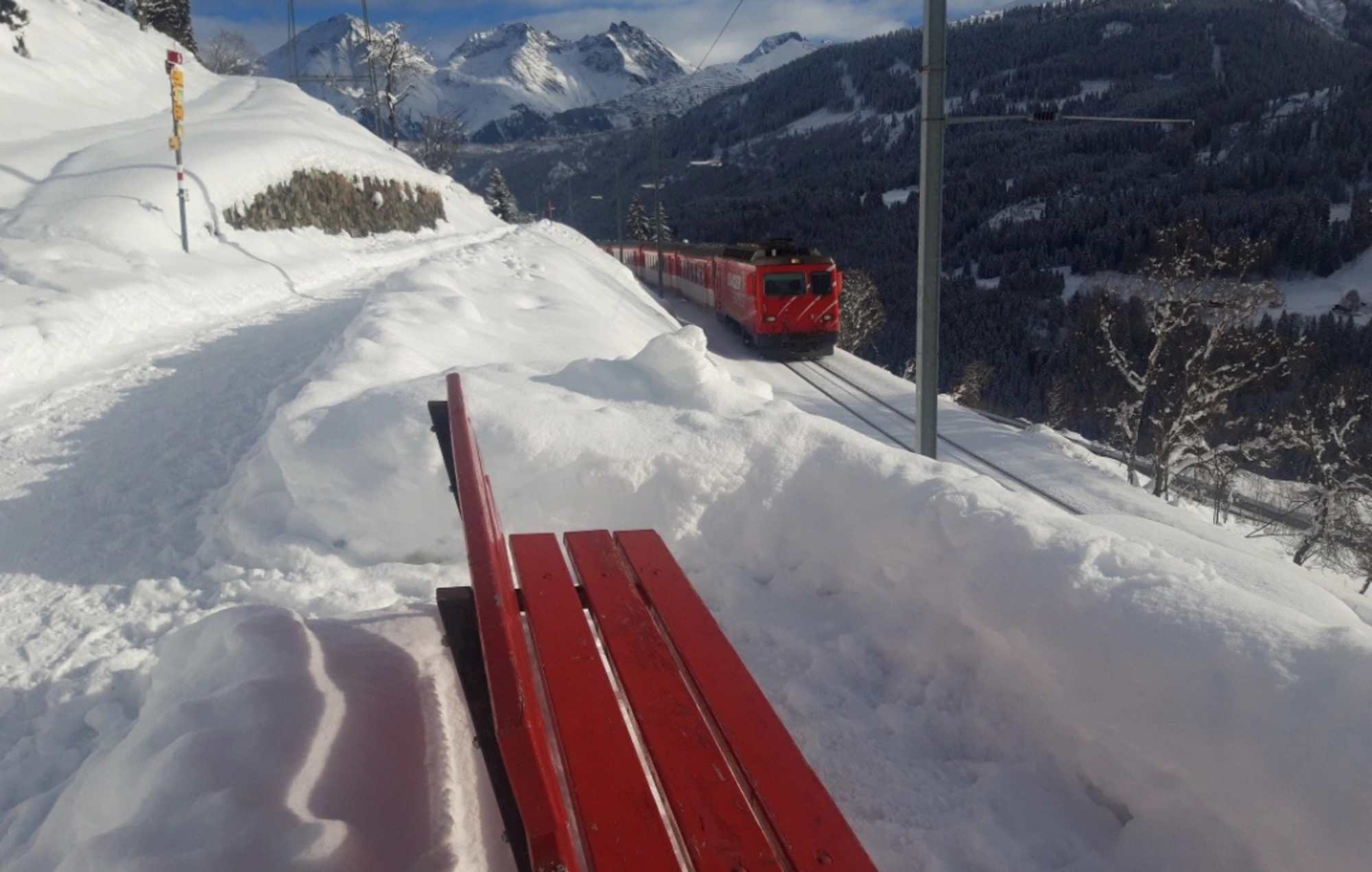 Der Bahnlinie entlang.