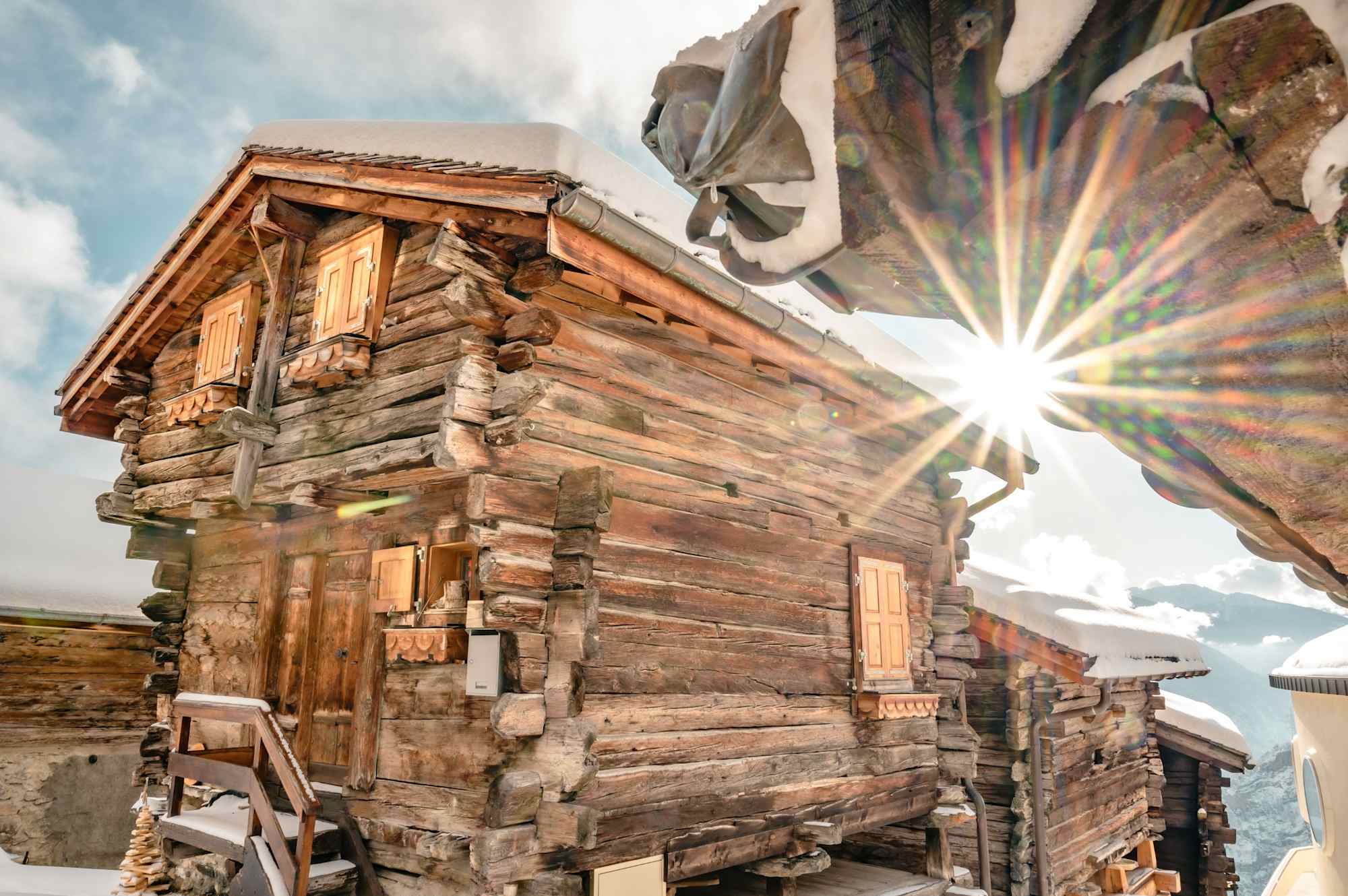 Das Dorf Albinen im Winter