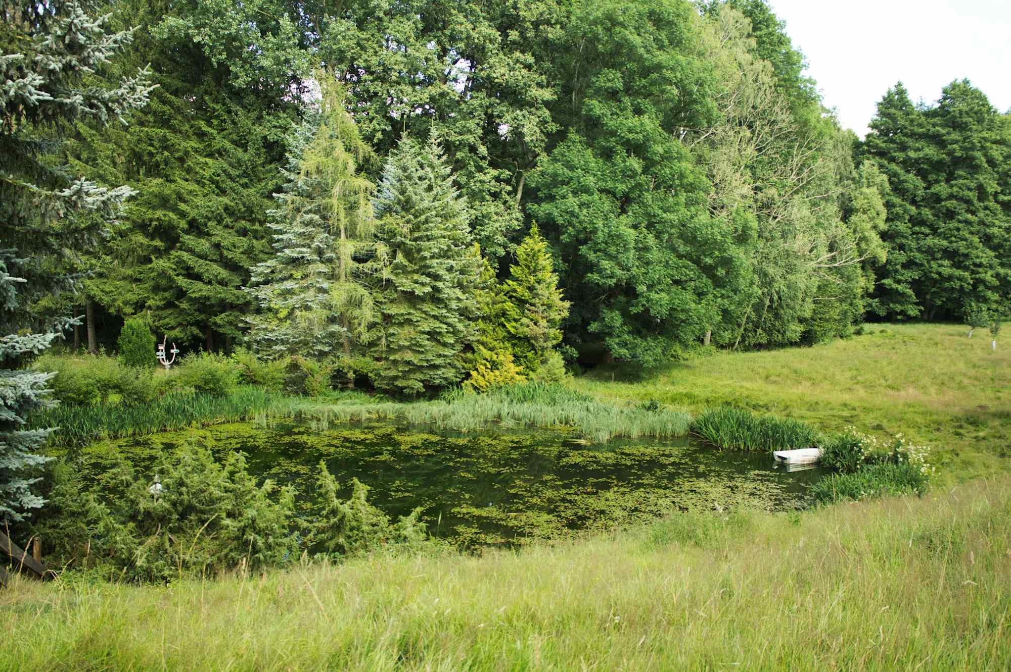 Liebevoll angelegter Teich am Wegesrand