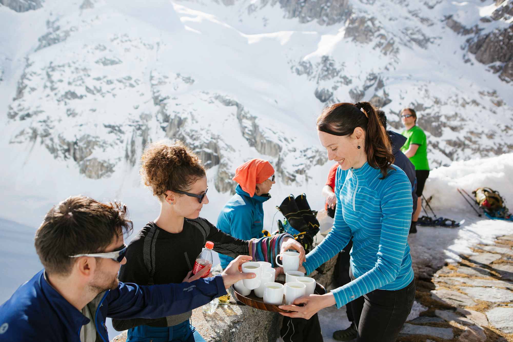 Frühstück auf der Fornohütte