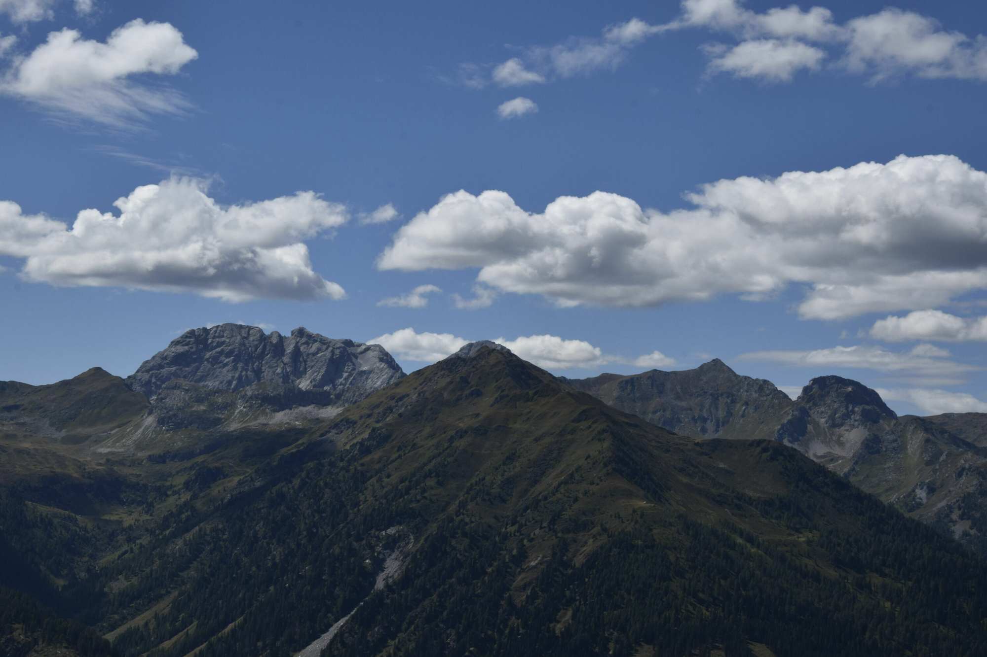 Blick vom Dorfberg in die Karnischen Alpen - von der Kinigat bis zur Pfannspitze