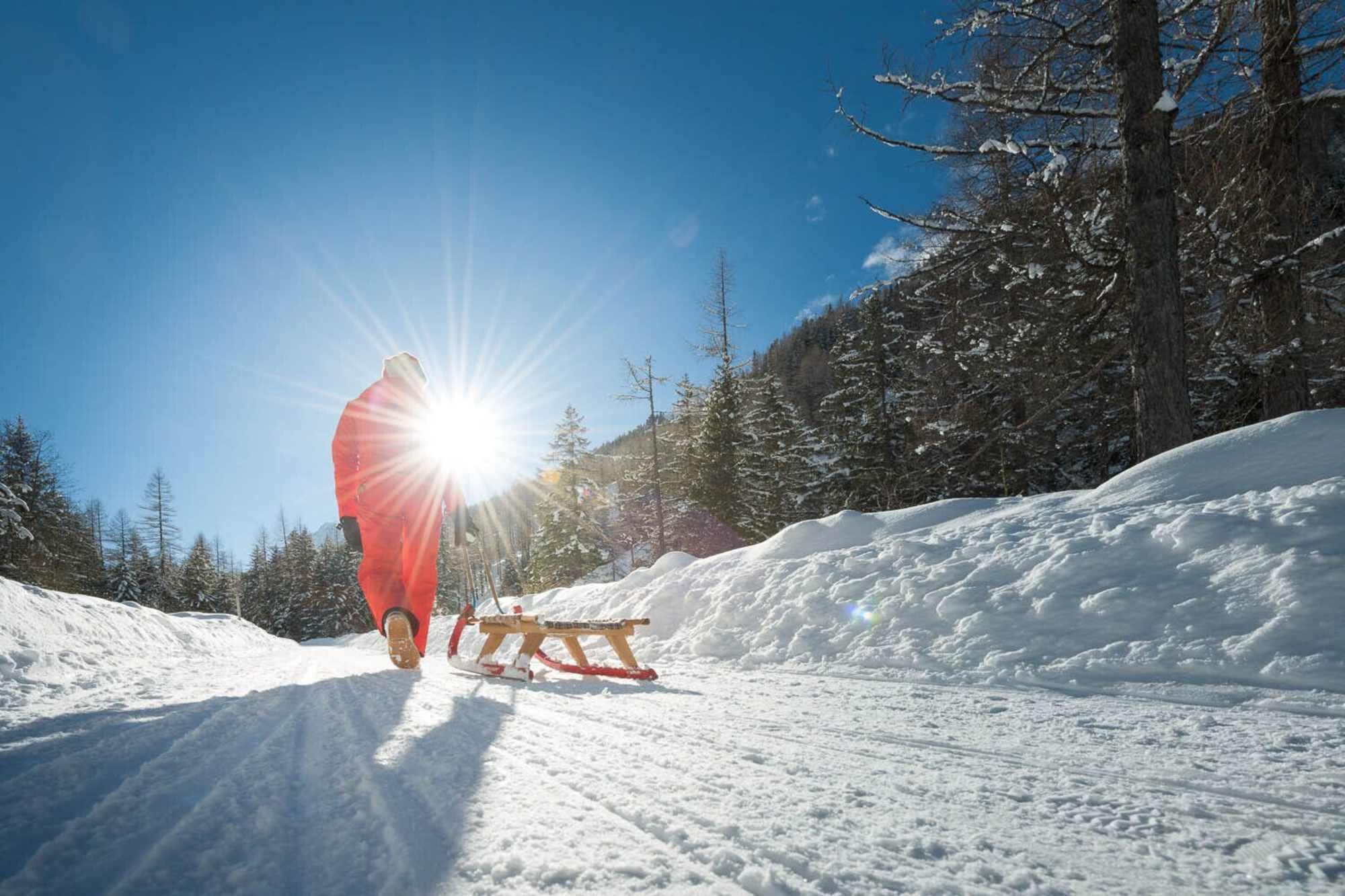 Die sonnige Naturrodelbahn Telfes im Stubaital