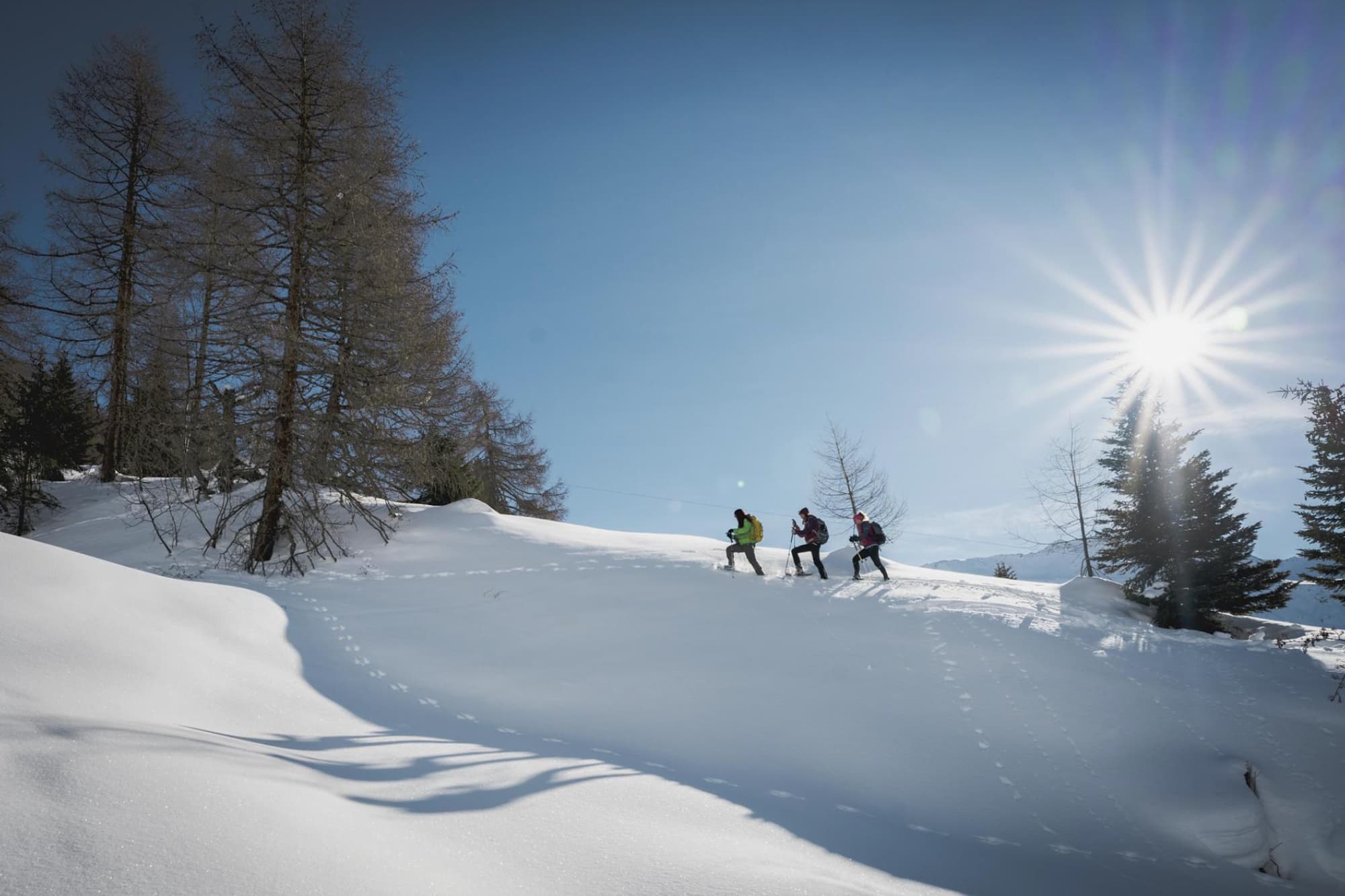 Schneeschuhwanderung durch das Virgental in Osttirol.