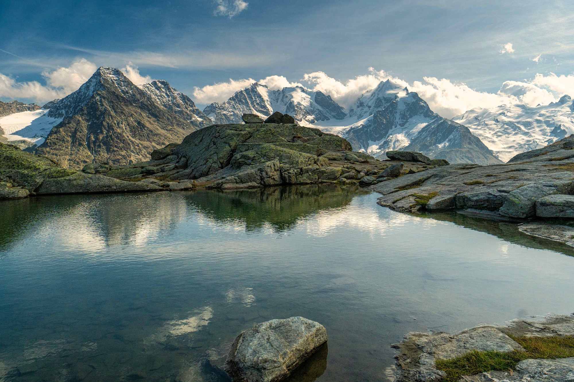 Fuorcla Surlej mit Panorama der Berninagruppe
