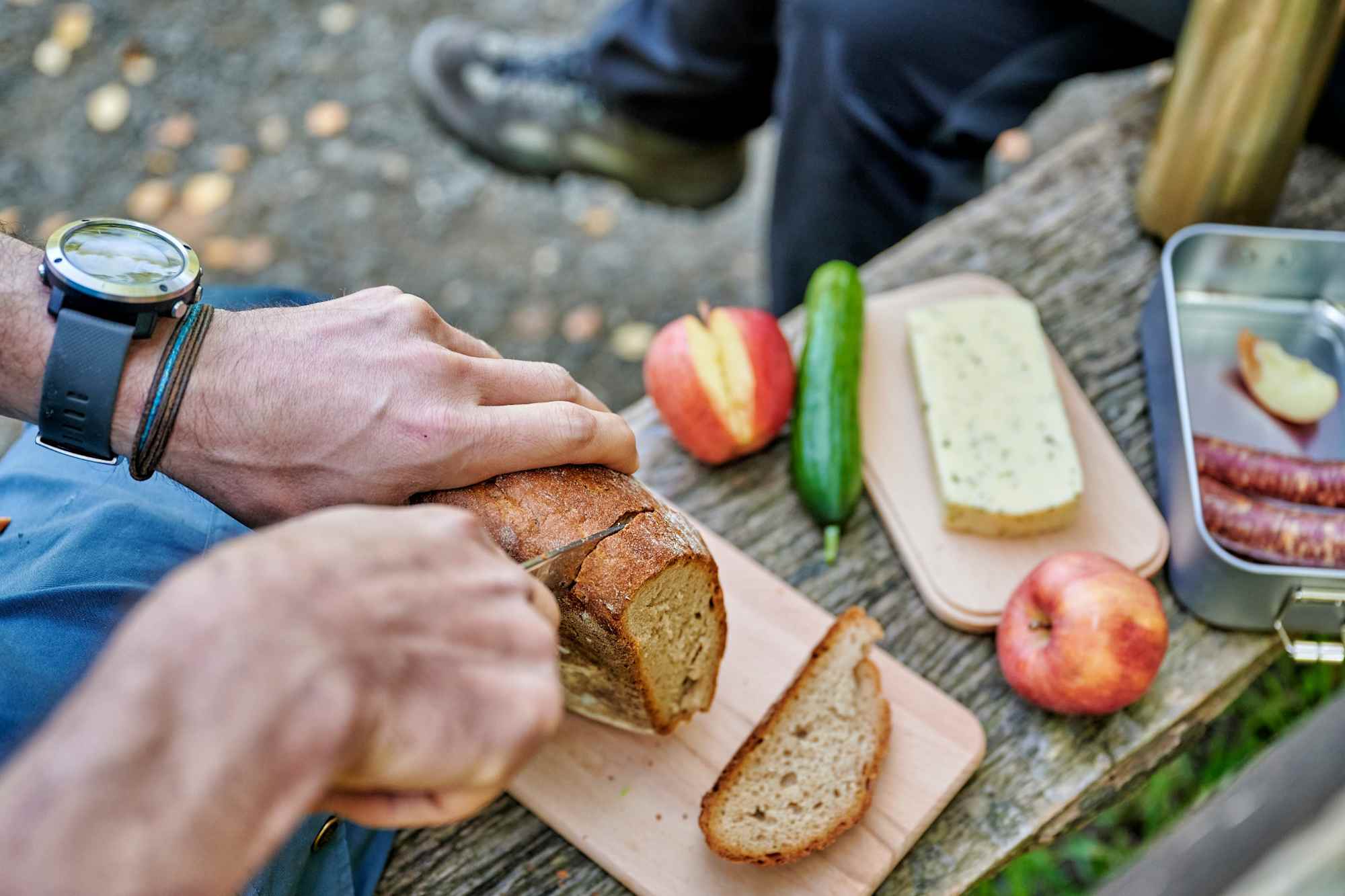 Picknick auf der Wanderung