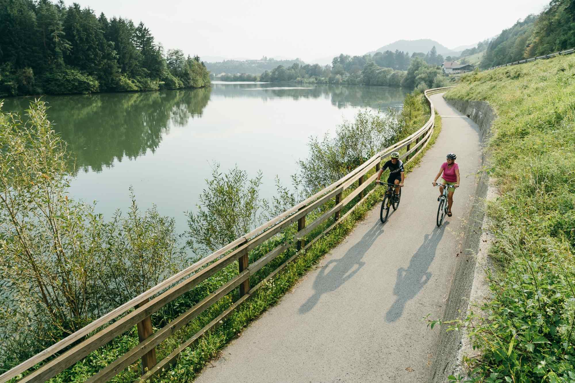 Neubau des Drauradweges in Slowenien.