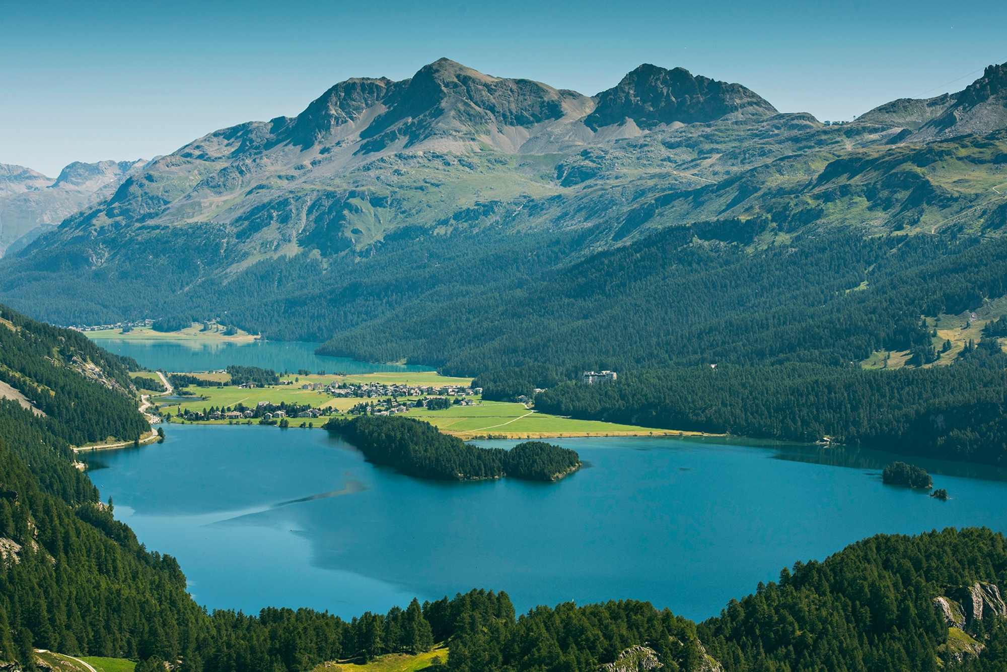 Via Engiadina mit Blick auf Sils Maria