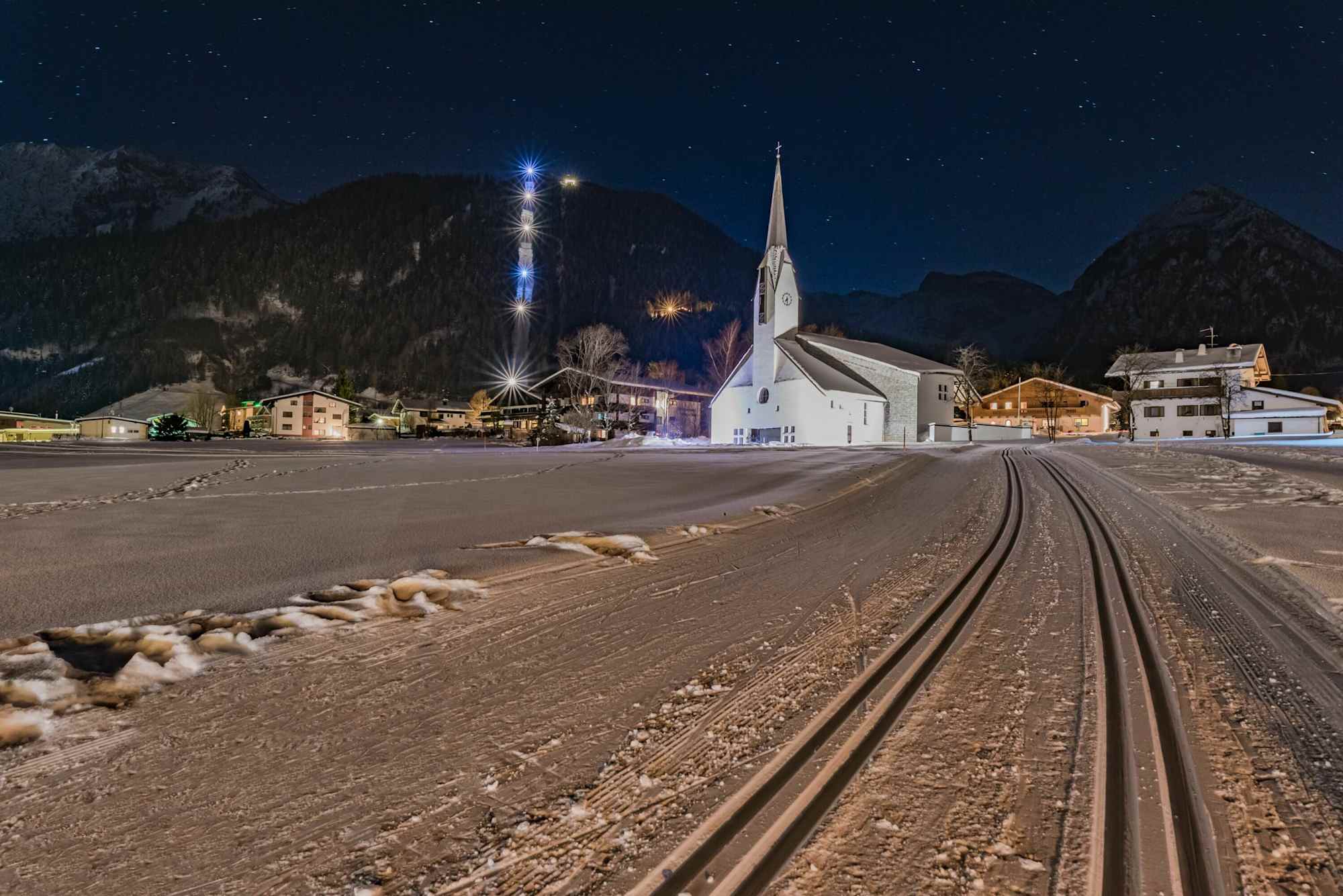 Die Dorfloipe Pertisau am Abend
