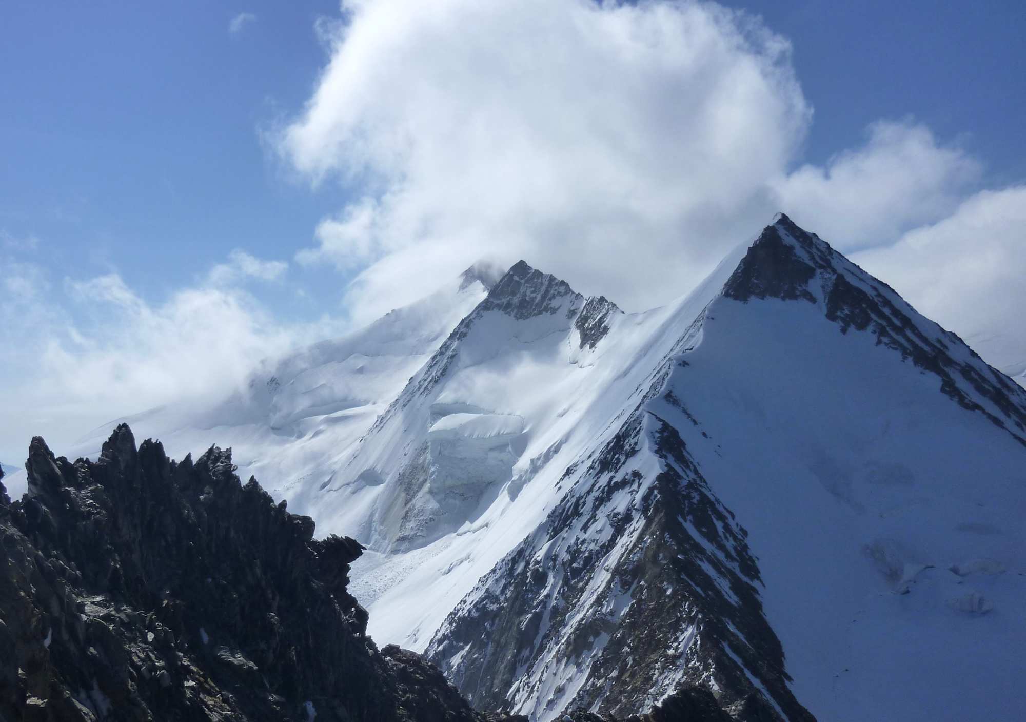 Routenverlauf vom Dürruhorn zu Hohberghorn, Stecknadelhorn und Nadelhorn