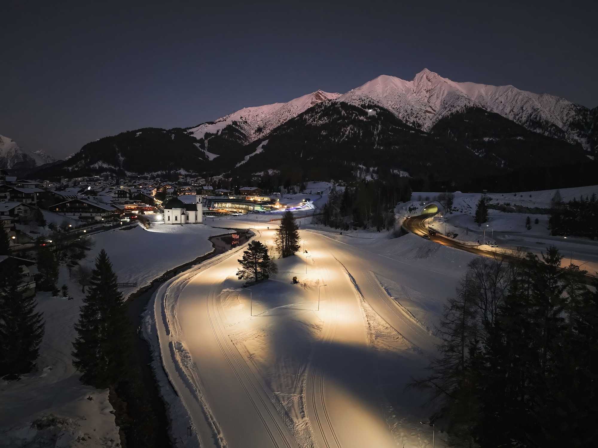 Seefeld Nachtloipe A7 mit Seekirchl und Reither Spitze