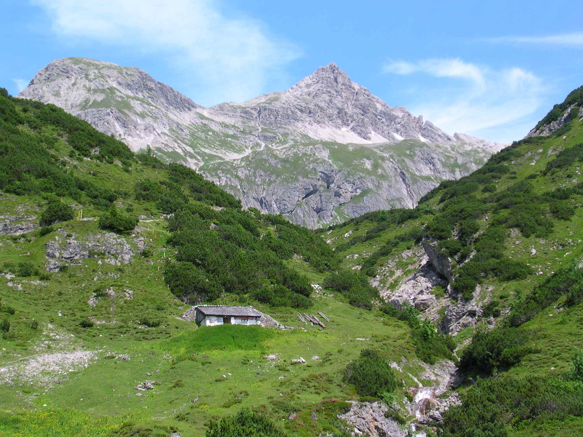 Obere Roßgumpenalp - Blick zurück auf den Übergang Mädelejoch