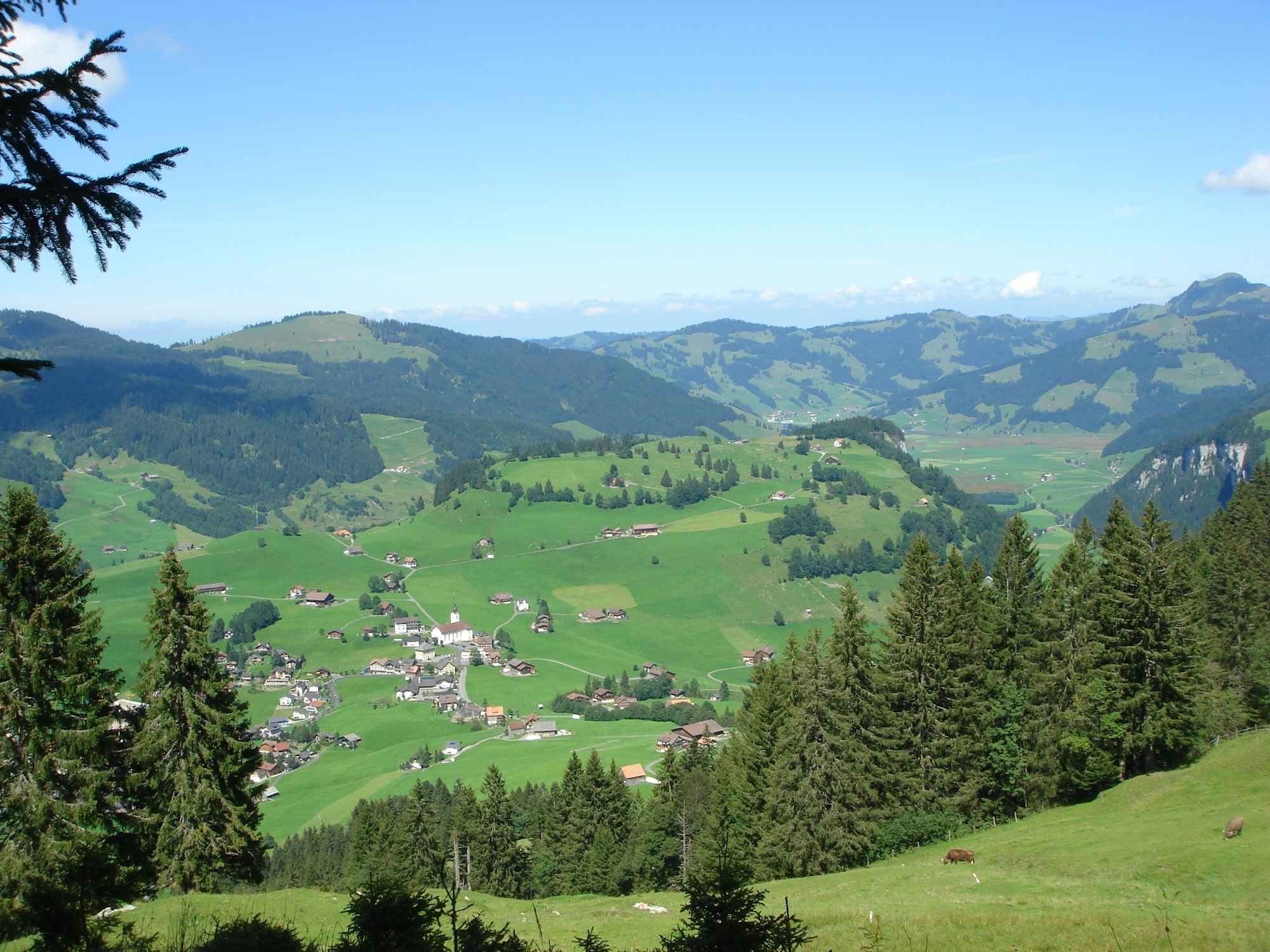 Aussicht ab Jäntli auf Oberiberg