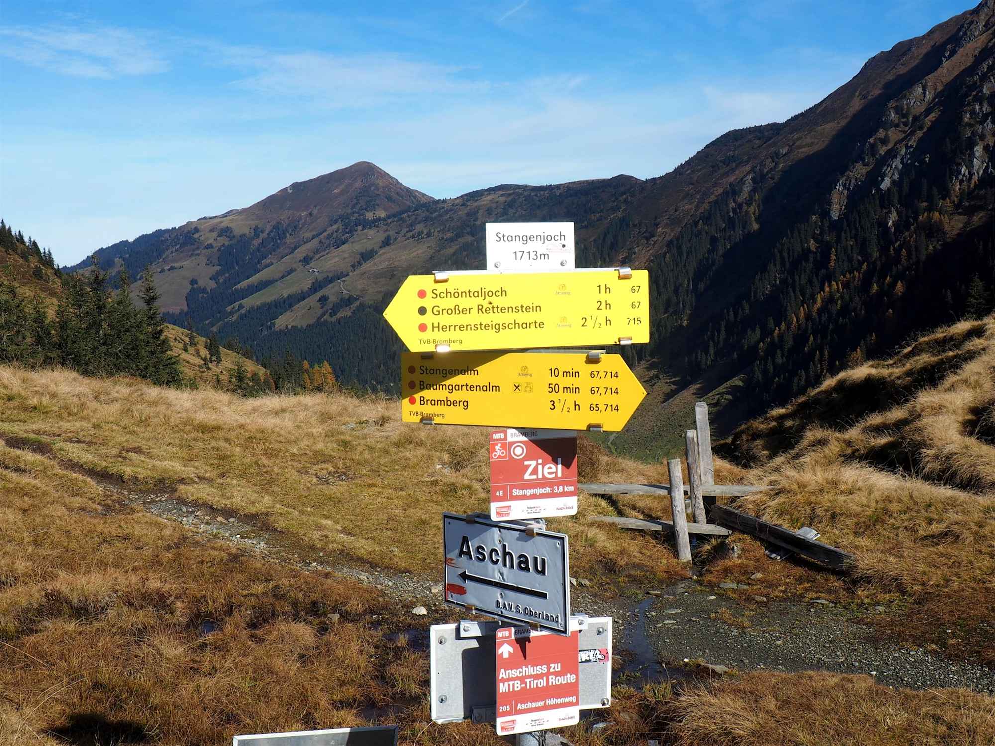 Wegtafeln am Stangenjoch 1.713 m