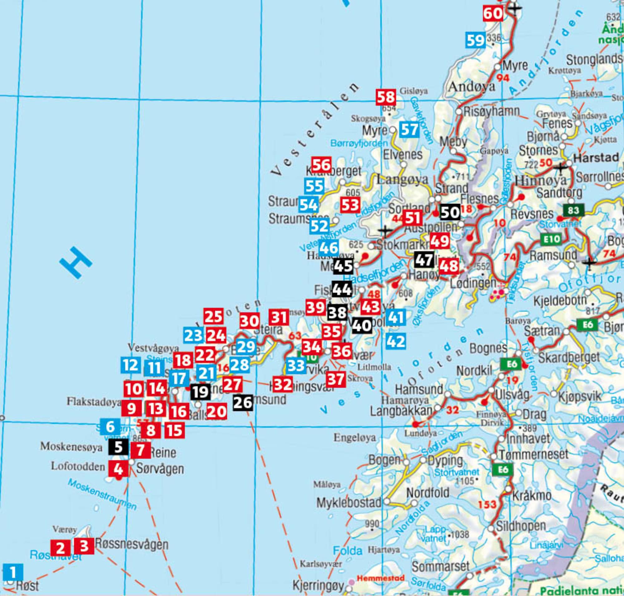 Rother Wanderführer Lofoten und Vesterålen - Übersichtskarte