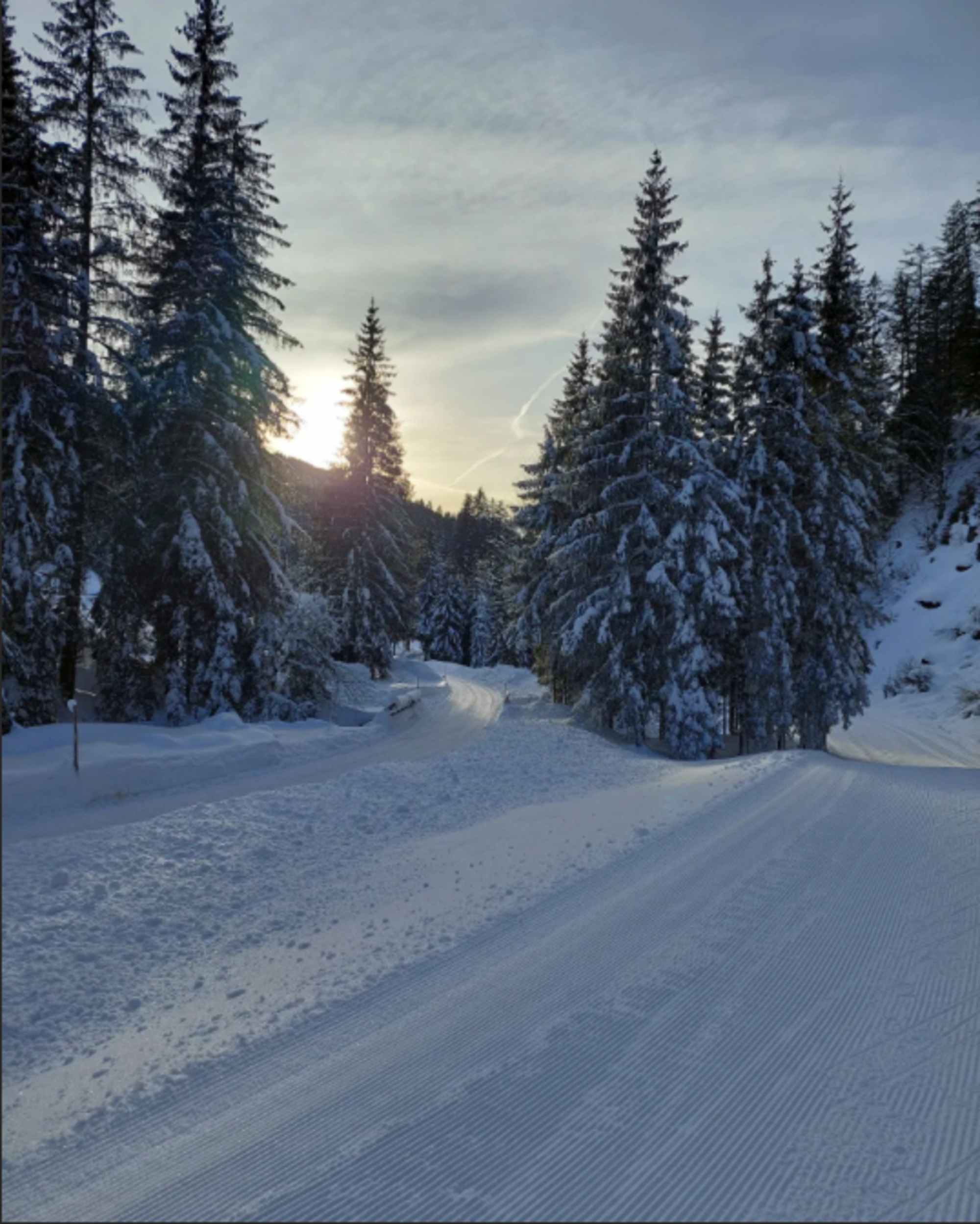Winterwanderweg und Langlaufloipe im Neubachtal bei Lungötz