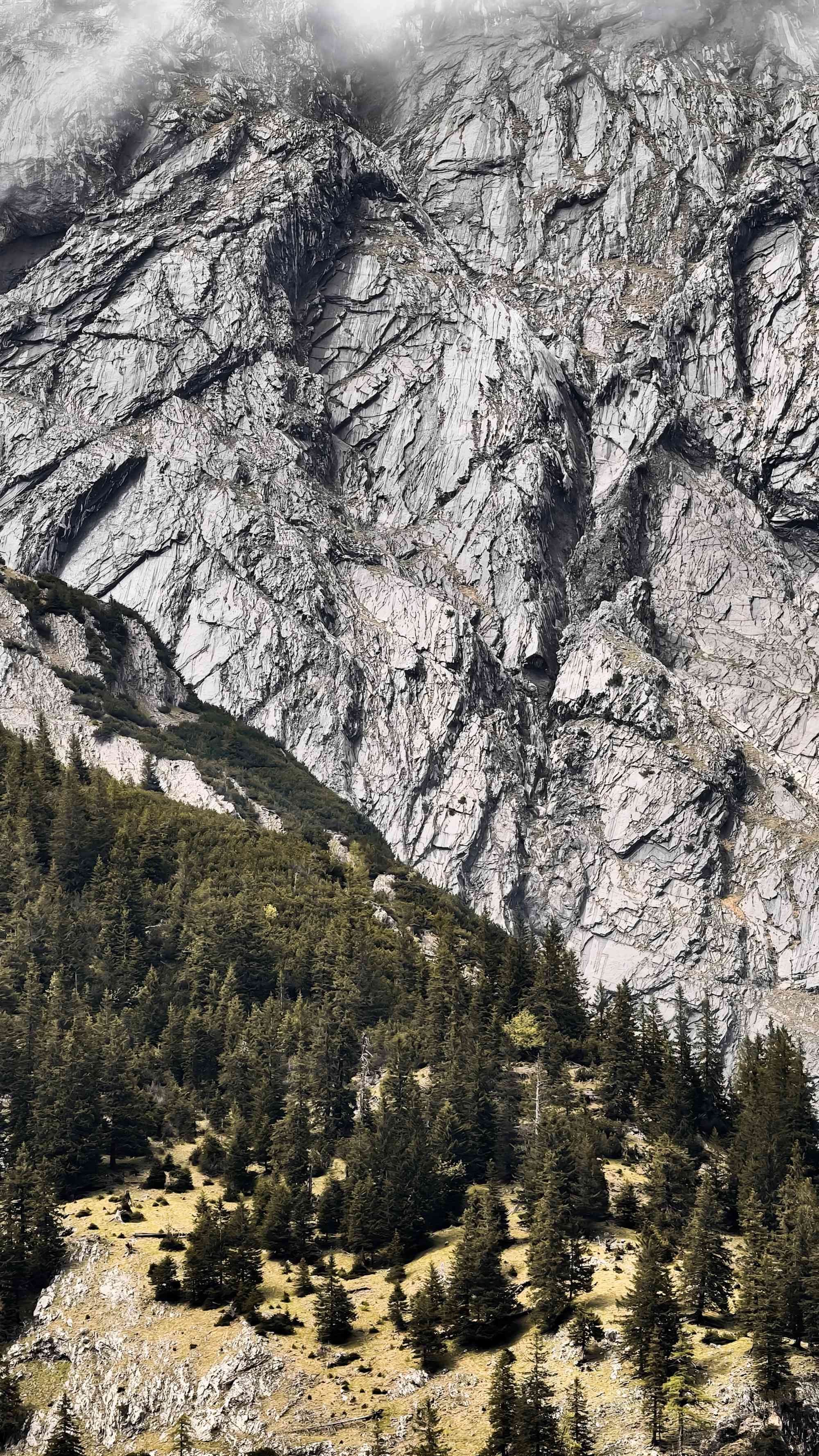 Bergwelten Fotowettbewerb Dein Blick auf die Berge Foto 9, Blick auf die markante Felswand am Ahornboden in Tirol.