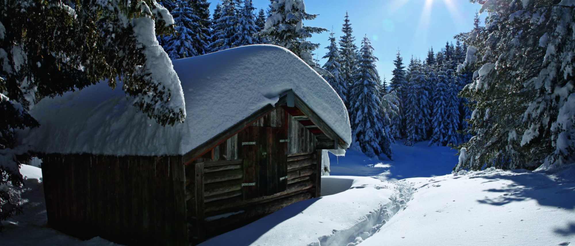 Idyllische Winterlandschaft beim Anstieg zur Ederkanzel.